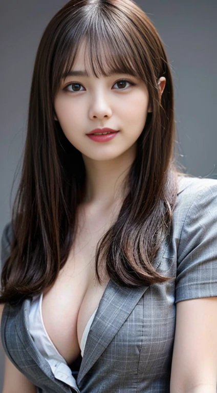 masutepiece, Best Quality, Illustration, Ultra-detailed, finely detail, hight resolution, 8K Wallpaper, Perfect dynamic composition, Beautiful detailed eyes, Business Suit, Natural Lip, Big breasts, Natural hair, Suite Room,