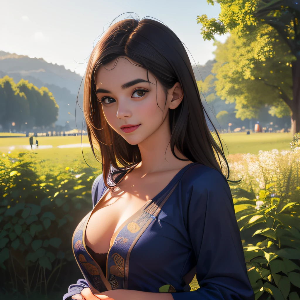 (Extremely detailed 8k wallpaper:2), (photo:2), (33 years old soigne Beautiful girl:2), (gives a lecture to friends:2), detailed (Face and eyes), (hyper realistic:1), (highly detailed:1), (epic realistic:1), rim light, (maximum details:1), cozy, (fullbody:1.3), (looking at viewer:2), (Woman's Attractive Qualities:2), (Attractive Woman:2), (Attractive:2), Smile, Intelligence, Empathy, Gracefulness, Sense of Style, Fitness, Grooming, Optimism, (Sensitivity:2), Sincerity, Romantic Gestures, Playfulness, Fashion Sense, (Sensuality:2), Charm, Modesty, Thoughtfulness, (Femininity:1), Flirtatiousness, Warmth, (Physical attractiveness:2), A beautiful smile, A love of life, strength and power, vulnerability, curiosity, wonder, love, (nature background:2), kawaii, waifu, Beautiful breasts, (attractive body:2), (Beautiful body:2), Beautiful pose, attractive pose, (Beautiful legs:1.0), (Beautiful clothes:1), (classic clothes:2), (elegant clothes:2), (European clothes:2), detailed clothes, (skirt:1), (blouse:1), (provocative pose)