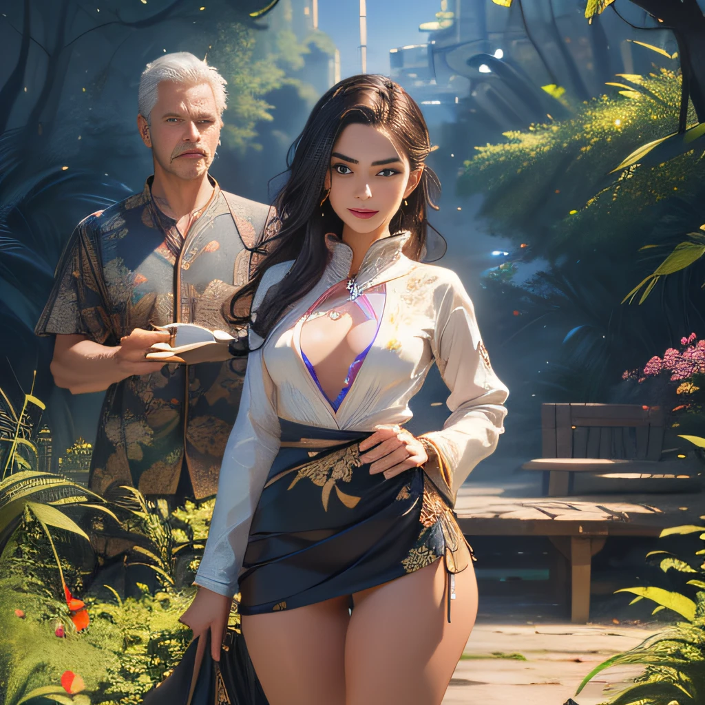 (Extremely detailed 8k wallpaper:2), (photo:2), (33 years old soigne Beautiful girl:2), (gives a lecture to friends:2), detailed (Face and eyes), (hyper realistic:1), (highly detailed:1), (epic realistic:1), rim light, (maximum details:1), cozy, (fullbody:1.3), (looking at viewer:2), (Woman's Attractive Qualities:2), (Attractive Woman:2), (Attractive:2), Smile, Intelligence, Empathy, Gracefulness, Sense of Style, Fitness, Grooming, Optimism, (Sensitivity:2), Sincerity, Romantic Gestures, Playfulness, Fashion Sense, (Sensuality:2), Charm, Modesty, Thoughtfulness, (Femininity:1), Flirtatiousness, Warmth, (Physical attractiveness:2), A beautiful smile, A love of life, strength and power, vulnerability, curiosity, wonder, love, (nature background:2), kawaii, waifu, Beautiful breasts, (attractive body:2), (Beautiful body:2), Beautiful pose, attractive pose, (Beautiful legs:1.0), (Beautiful clothes:1), (classic clothes:2), (elegant clothes:2), (European clothes:2), detailed clothes, (skirt:1), (blouse:1), (provocative pose)