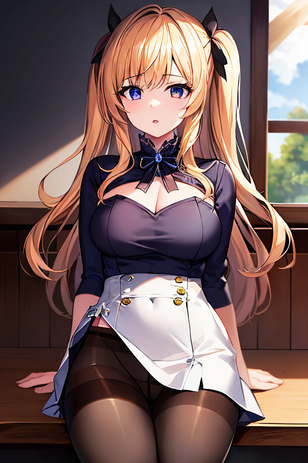 masterpiece, top-quality, masterpiece,top-quality,the Extremely Detailed CG Unity 8K Wallpapers, colourfull,1girl in,独奏,portraitures,(Exquisite facial features)、charming figure,Eyes of the Sky,hypnotism,((tits out))、((pantyhose))