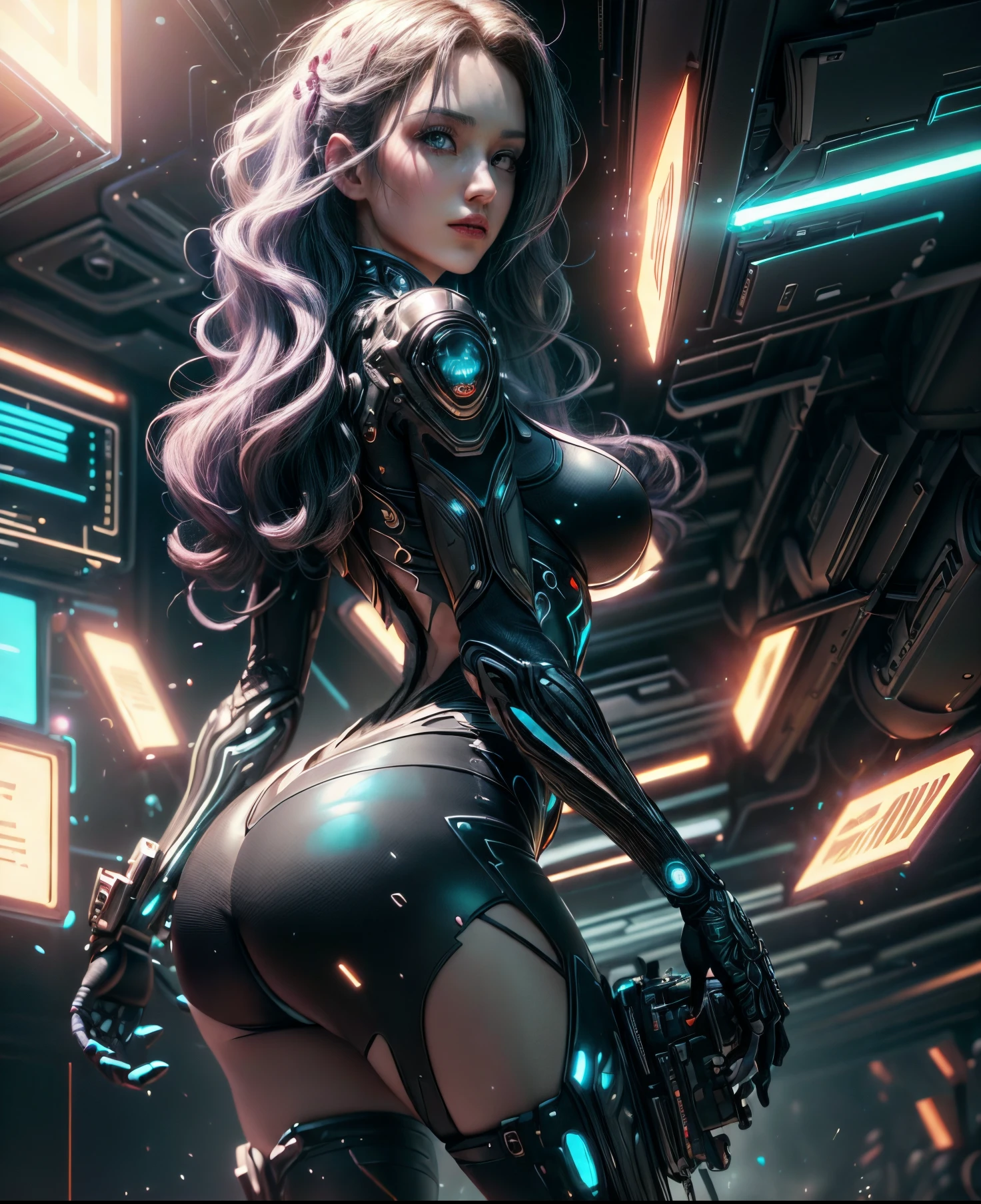 ((Best quality)), ((masterpiece)), (detailed:1.4), 3D, an image of a beautiful cyberpunk female with thick voluminous hair,light particles, pure energy chaos antitech,HDR (High Dynamic Range),Ray Tracing,NVIDIA RTX,Super-Resolution,Unreal 5,Subsurface scattering,PBR Texturing,Post-processing,Anisotropic Filtering,Depth-of-field,Maximum clarity and sharpness,Multi-layered textures,Albedo and Specular maps,Surface shading,Accurate simulation of light-material interaction,Perfect proportions,Octane Render,Two-tone lighting,Wide aperture,Low ISO,White balance,Rule of thirds,8K RAW