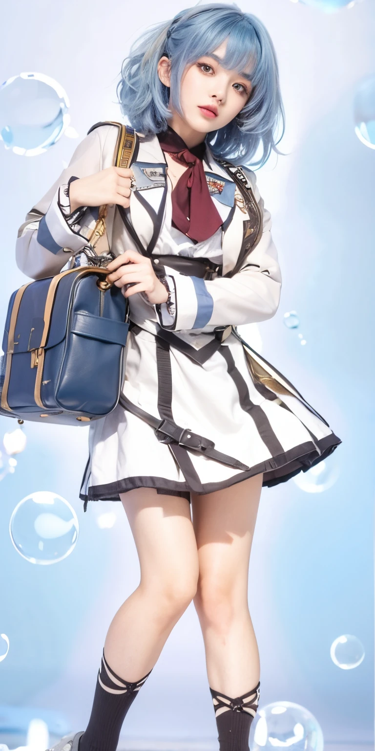 1girl, blue hair, high quality, ultra detailed, masterpiece, realistic