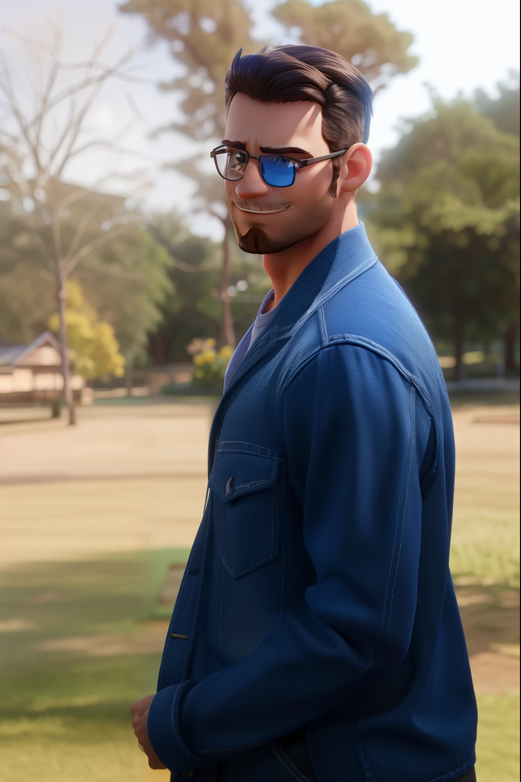 Homem, estilo disney pixar, usando oculos, qualidade hd