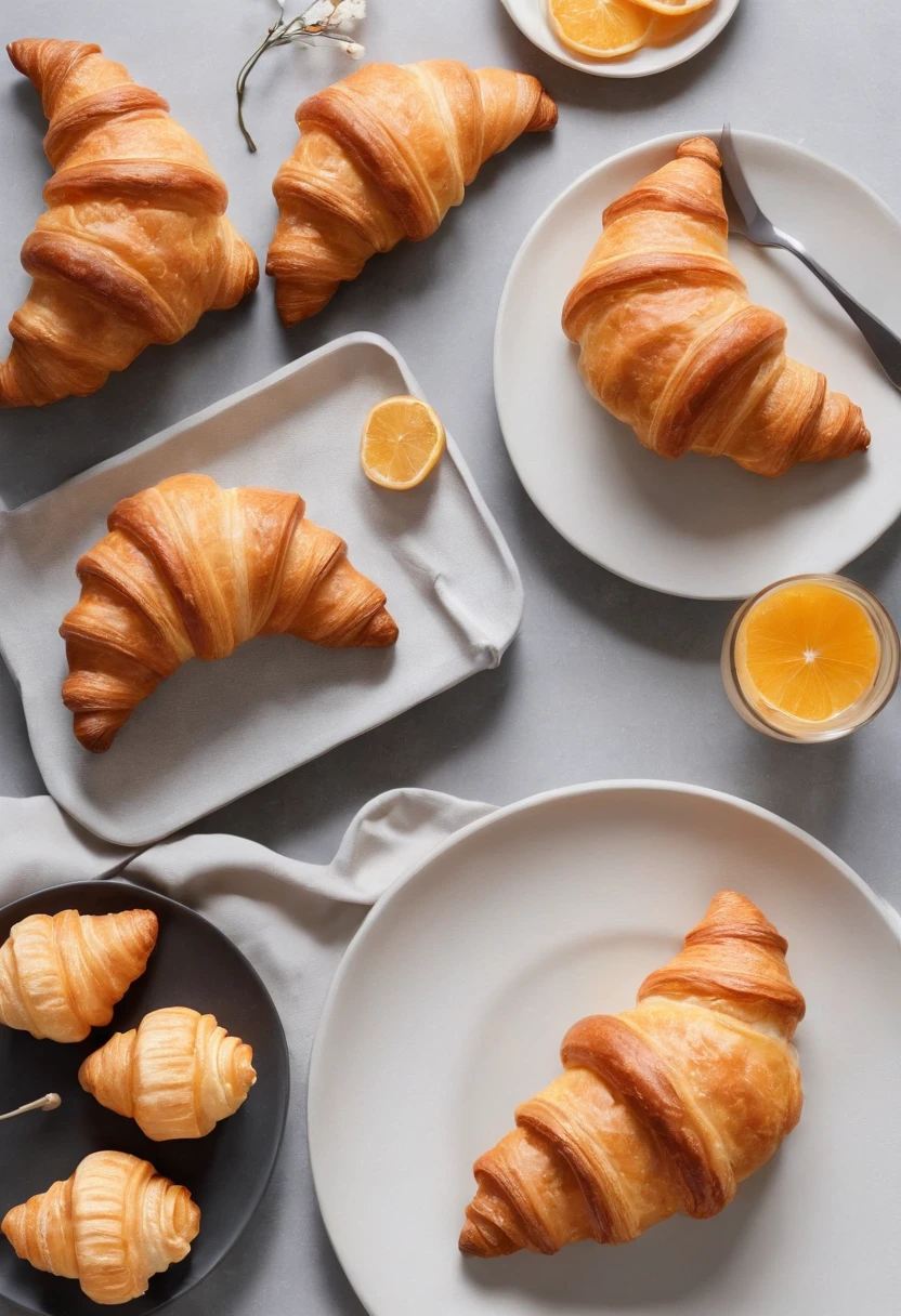 indoor dining table,Delicious croissants,kawa