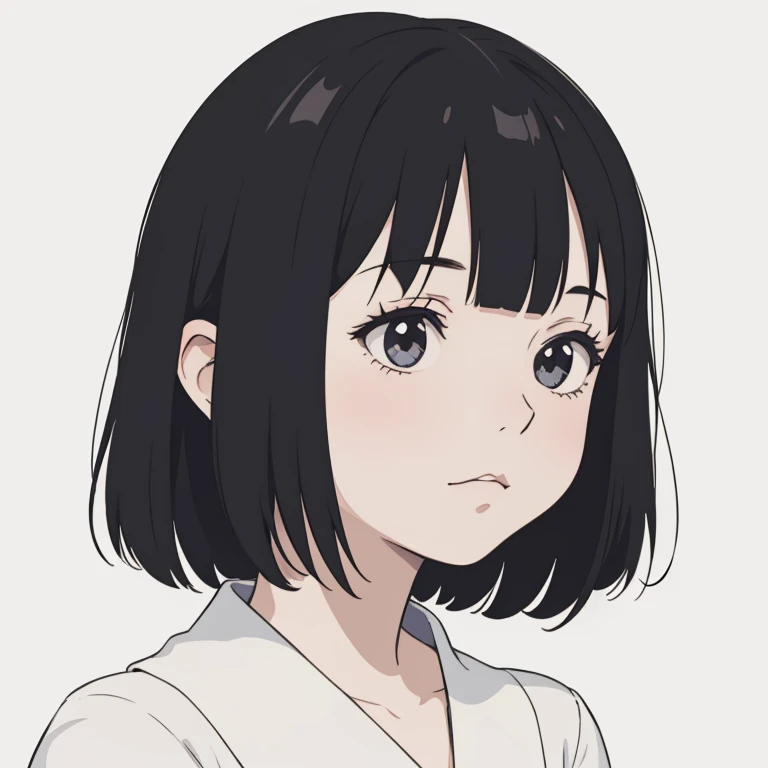 masutepiece,Best Quality,1girl in,Solo,Upper body, Portrait,Black bob hair, Colors, simple illustrations
