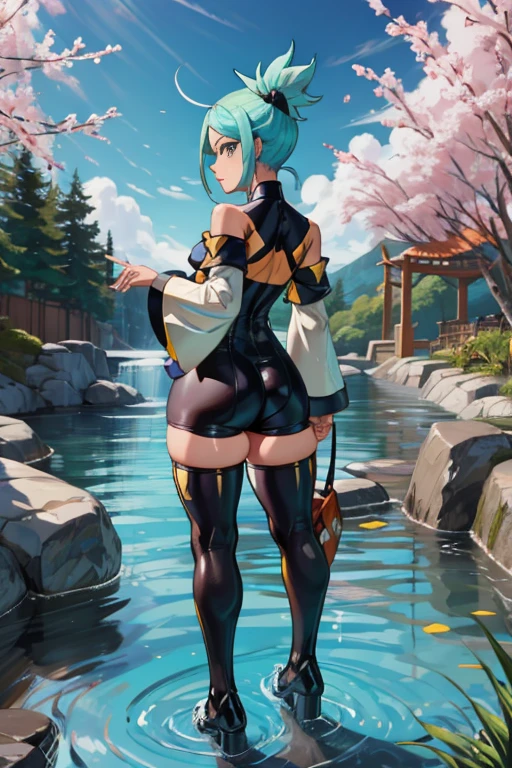 Pokemon furina de genshin impact lado posterior mostrando el culo NSFW sexy mostrando su posterior full body size