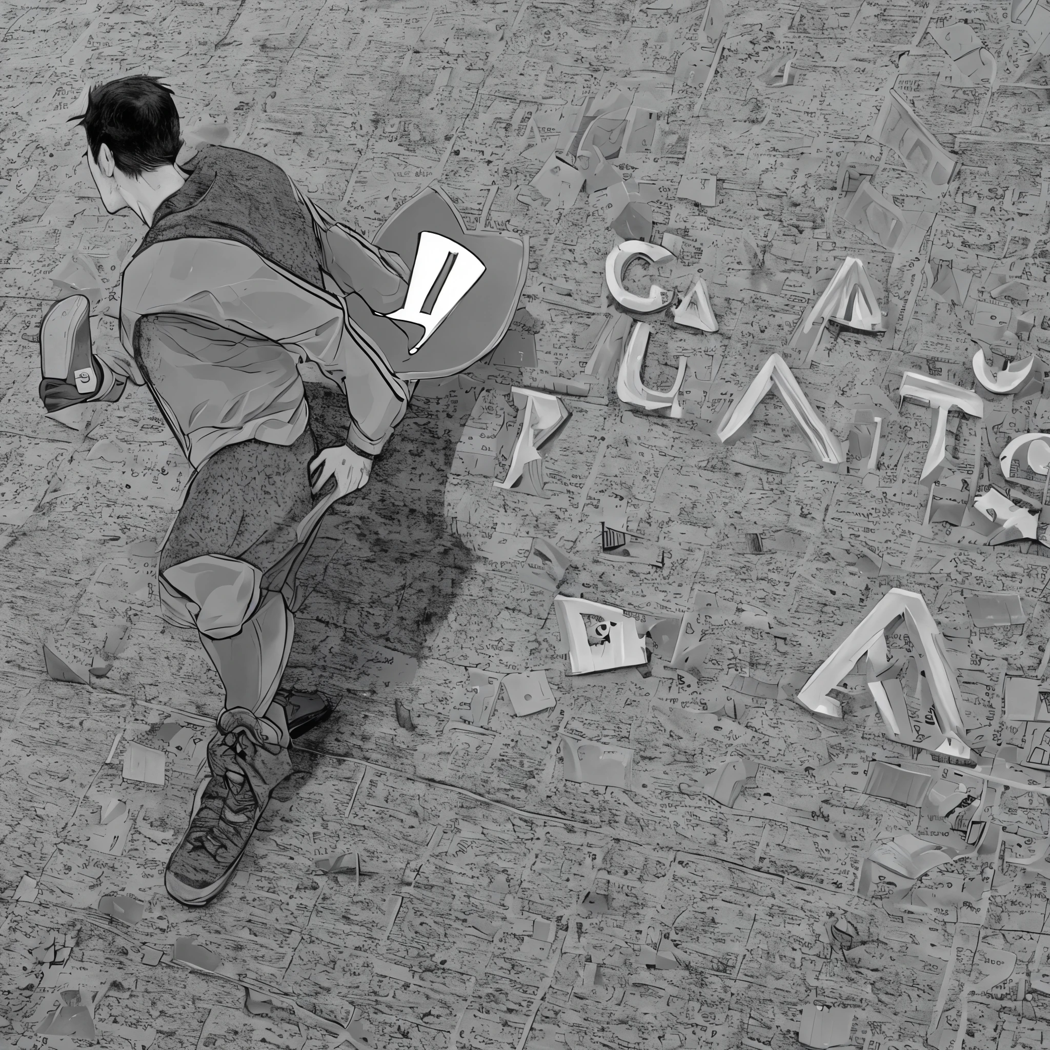 The letters H and A shaped as a man who is running