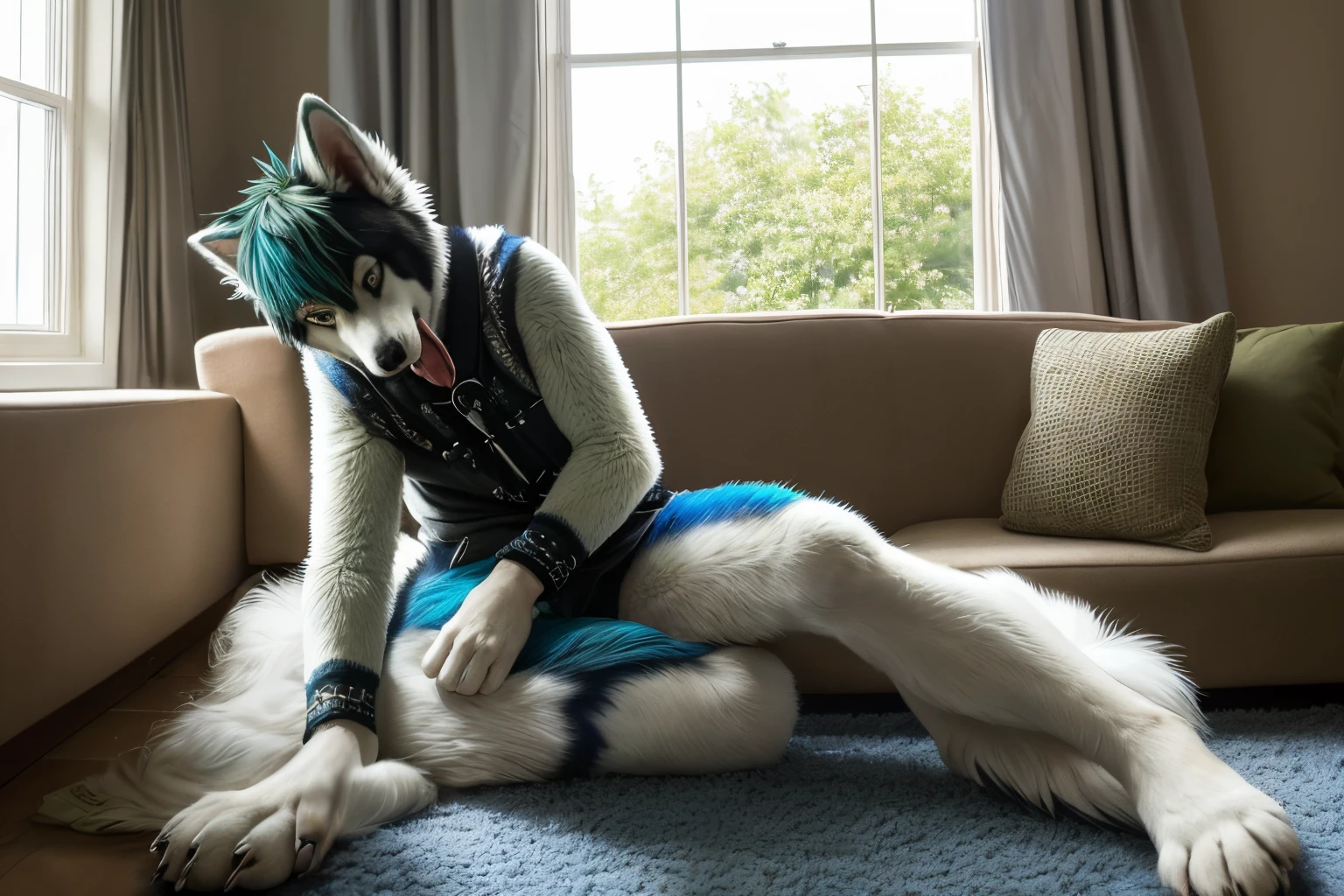 score_9, score_8_up, score_7_up, rating_safe,source_furry,anthro,source_3D, (photorealism), solo male, nude, (realistic white wolf), (on floor), (on all fours:1.1) BREAK (presenting ass:1.3), (ass sticking up in air), (balls:1.1), (looking back at viewer, smiling), (view from above:1.1), (whole body in picture), (horny), (best quality, 4k:1.1),(Gay sex) (Condom on dick) (((anal sex:1.5))), , (((anal penetration))), (duo:1.5), (jockstrap), (black jacket), (anthro fucking anthro),