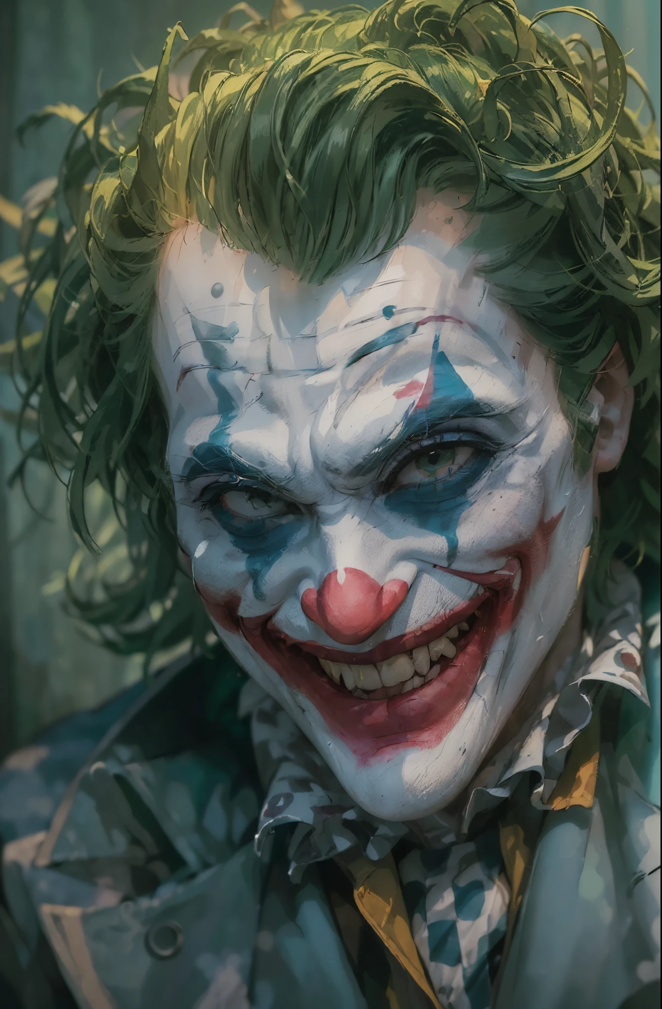 - (High quality edited photos, Photographed in a professional photography studio:1.4)
- (iconic clown, Depicted with a manic and crazy smile, Exuding pure madness:1.2)
- (His makeup is flawless, with bold, Eye-catching colors and chaotic aesthetics:1.2)
- (The character&#39;s eyes are wild and unpredictable, Conveying his unruly nature:1.2)
- (Studio lighting highlights character features and adds drama to scenes:1.2)
- (Images that capture the essence of a clown, A symbol of chaos and madness in the DC Comics universe:1.2)
- (A depiction that reflects the character’s signature style and personality:1.2)
- (This editorial photo shows how well the art of makeup blends with the unpredictable nature of the character:1.2).