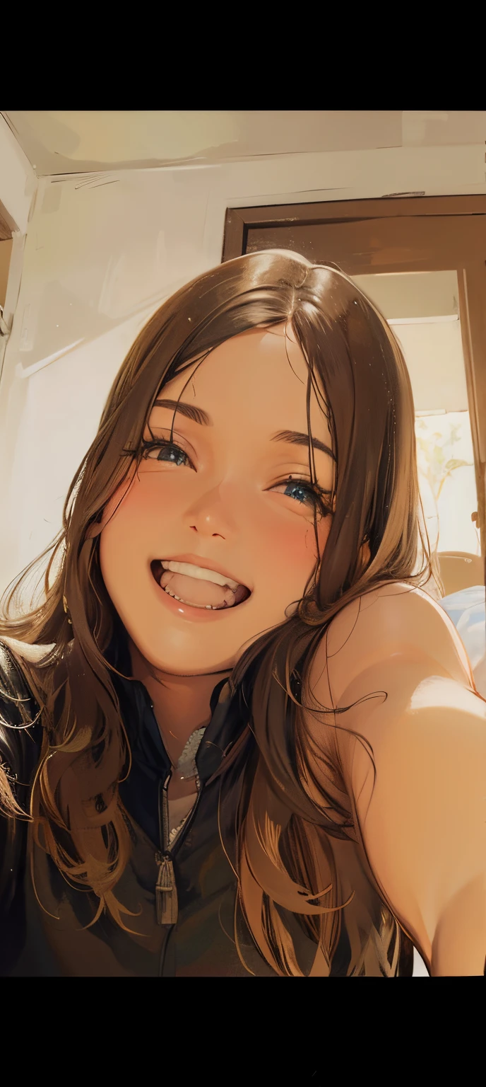 Realistic, 2 15 year old girls, selfie close to each other, wearing bikini, big breasts, smiling face