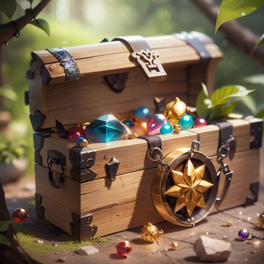 Create a fantasy and magical canary, Treasure chest with precious stones inside --auto --s2