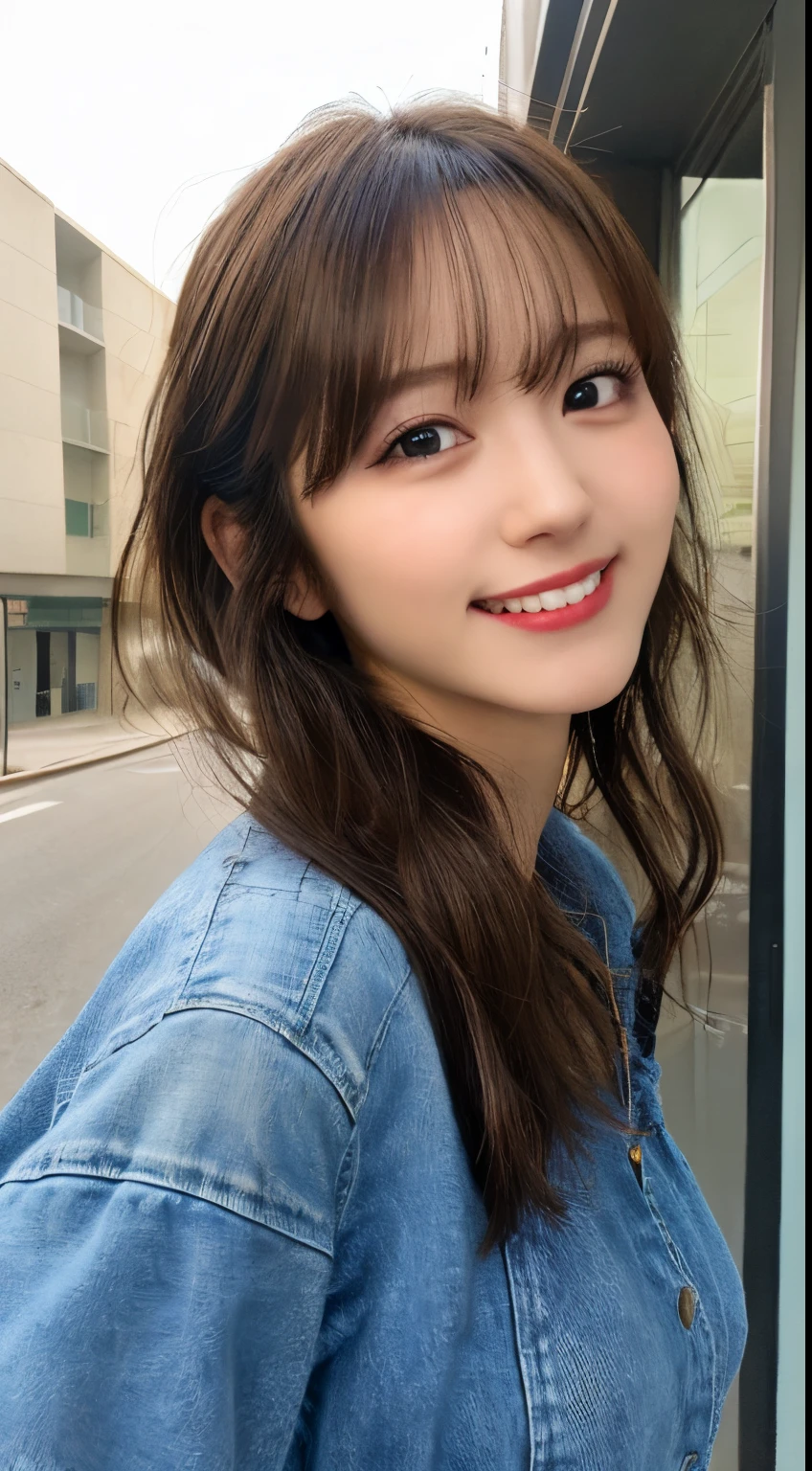 masutepiece, Best Quality, Illustration, Ultra-detailed, finely detail, hight resolution, 8K Wallpaper, Perfect dynamic composition, Beautiful detailed eyes, doress,Medium Hair, Big breasts, Natural Color Lip, Random and sexy poses,Smile,Aoyama Street Walk、20 years girl