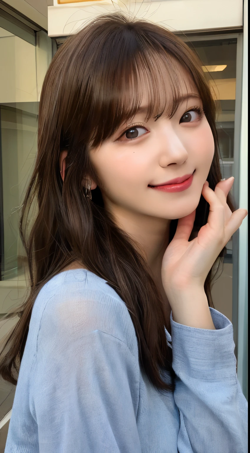 masutepiece, Best Quality, Illustration, Ultra-detailed, finely detail, hight resolution, 8K Wallpaper, Perfect dynamic composition, Beautiful detailed eyes, doress,Medium Hair, Big breasts, Natural Color Lip, Random and sexy poses,Smile,Aoyama Street Walk、20 years girl