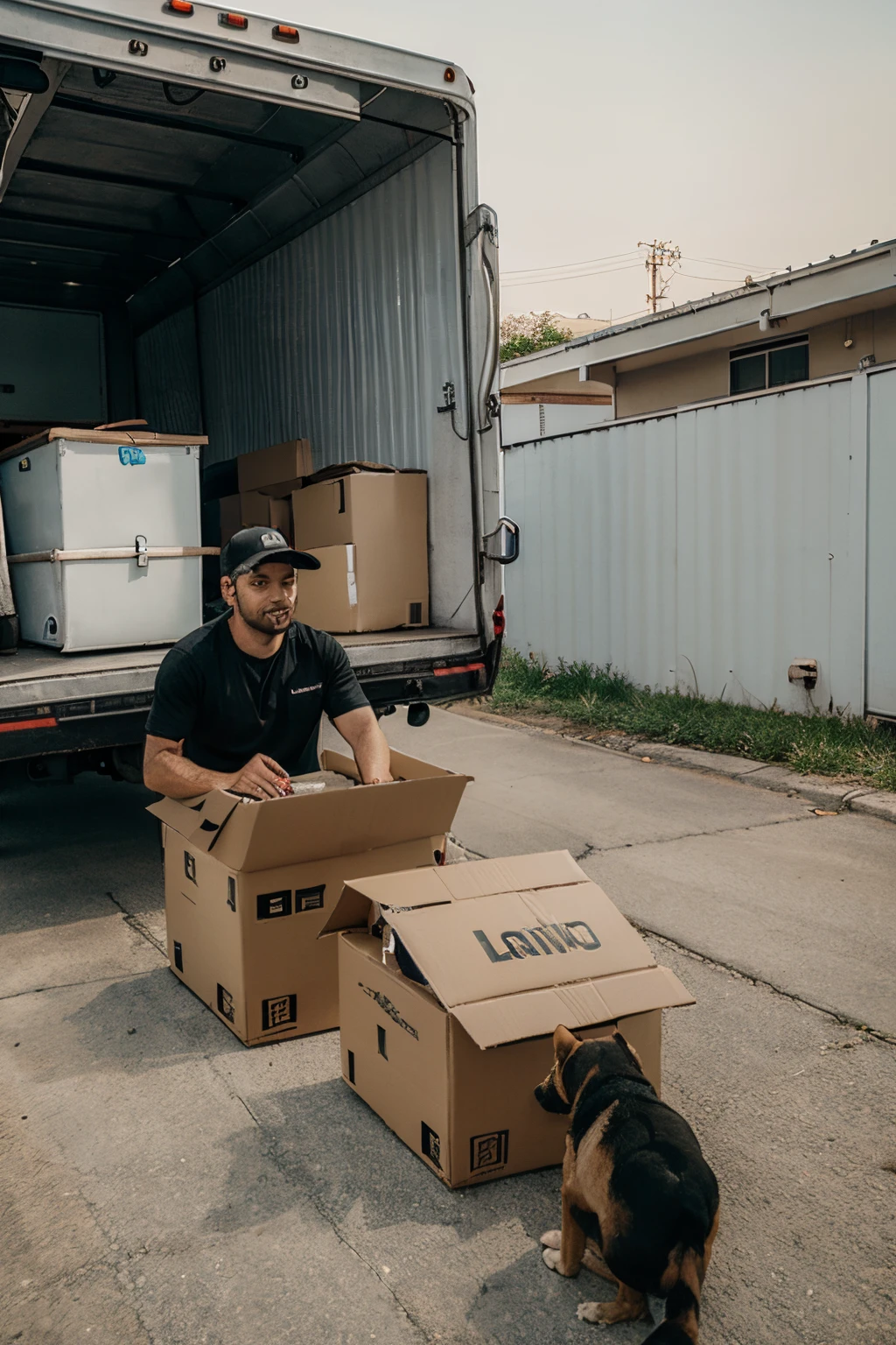 moving truck, com cachorro