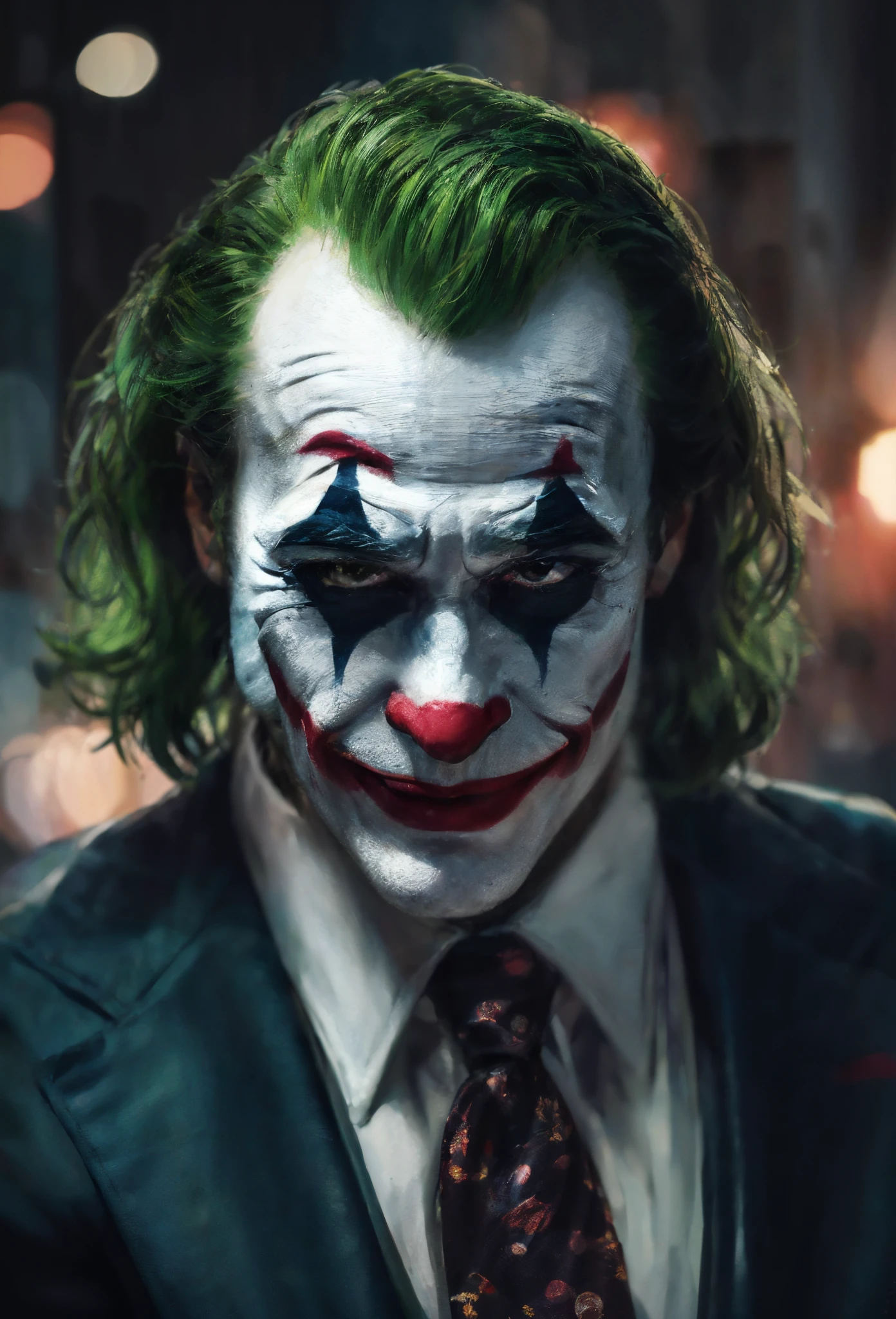 A Joker\(Joker 2019\) ,epic, realistic, faded, neutral colors, ((((hdr)))), ((((muted colors)))), intricate scene, artstation, hyperdetailed, cinematic shot, warm lights, dramatic light, intricate details, vignette, complex background, [[teal and orange]], slate gray atmosphere