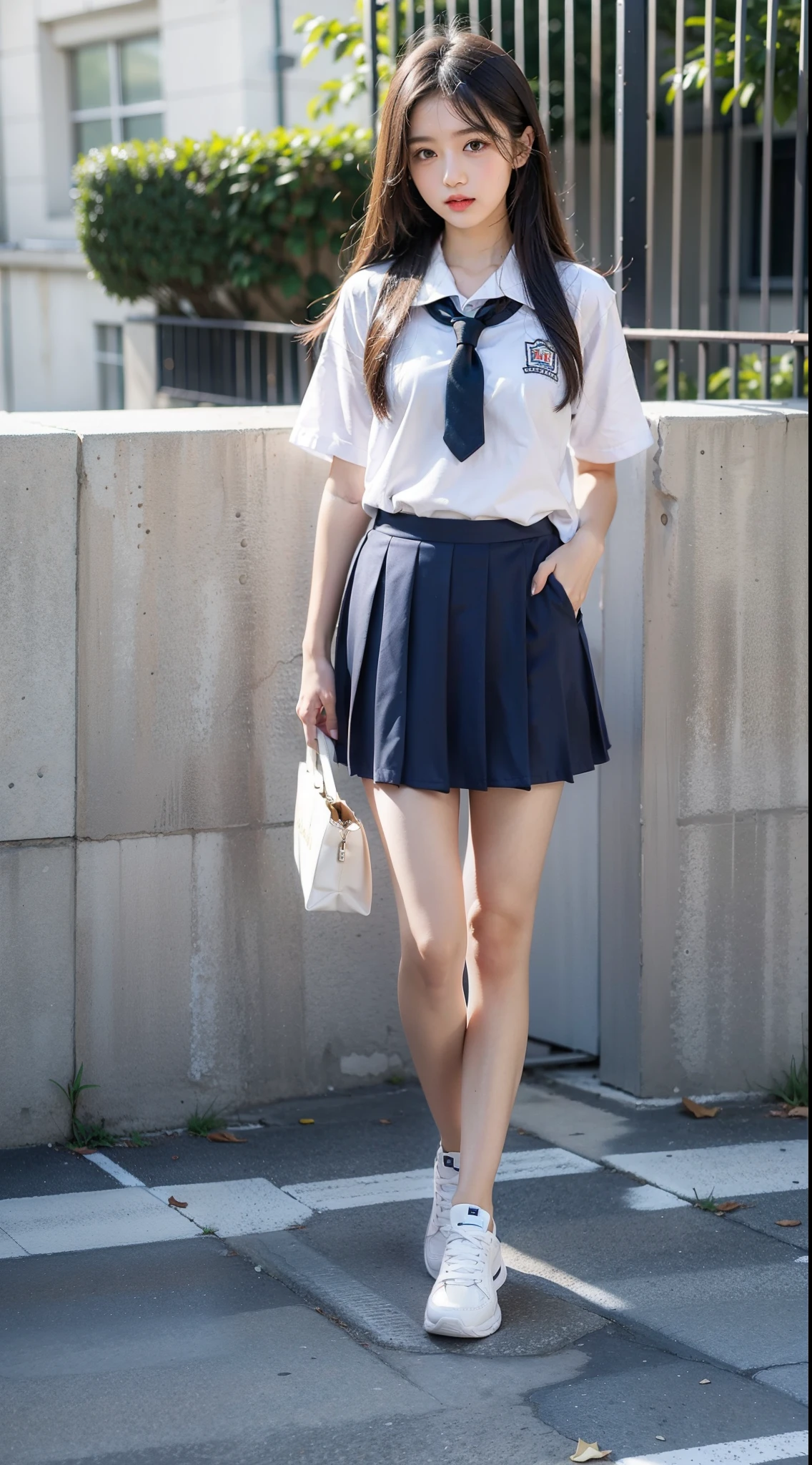 High school campus,Short skirt jk,femele,dual horsetail,white stockings