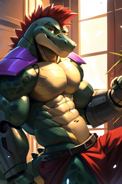 Alligator, scalie, green body, anthro, male, muscle anthro, closed eyes, approaching viewer, on top of viewer, big humanoid genitals, erection, balls, arms grabbing viewer's head, evil smirk, approaching to kiss viewer, kissing towards viewer passionately, tongue out, face as the focus view, by bogexboog,by zixiong,by milkytiger1145,by takemoto arash