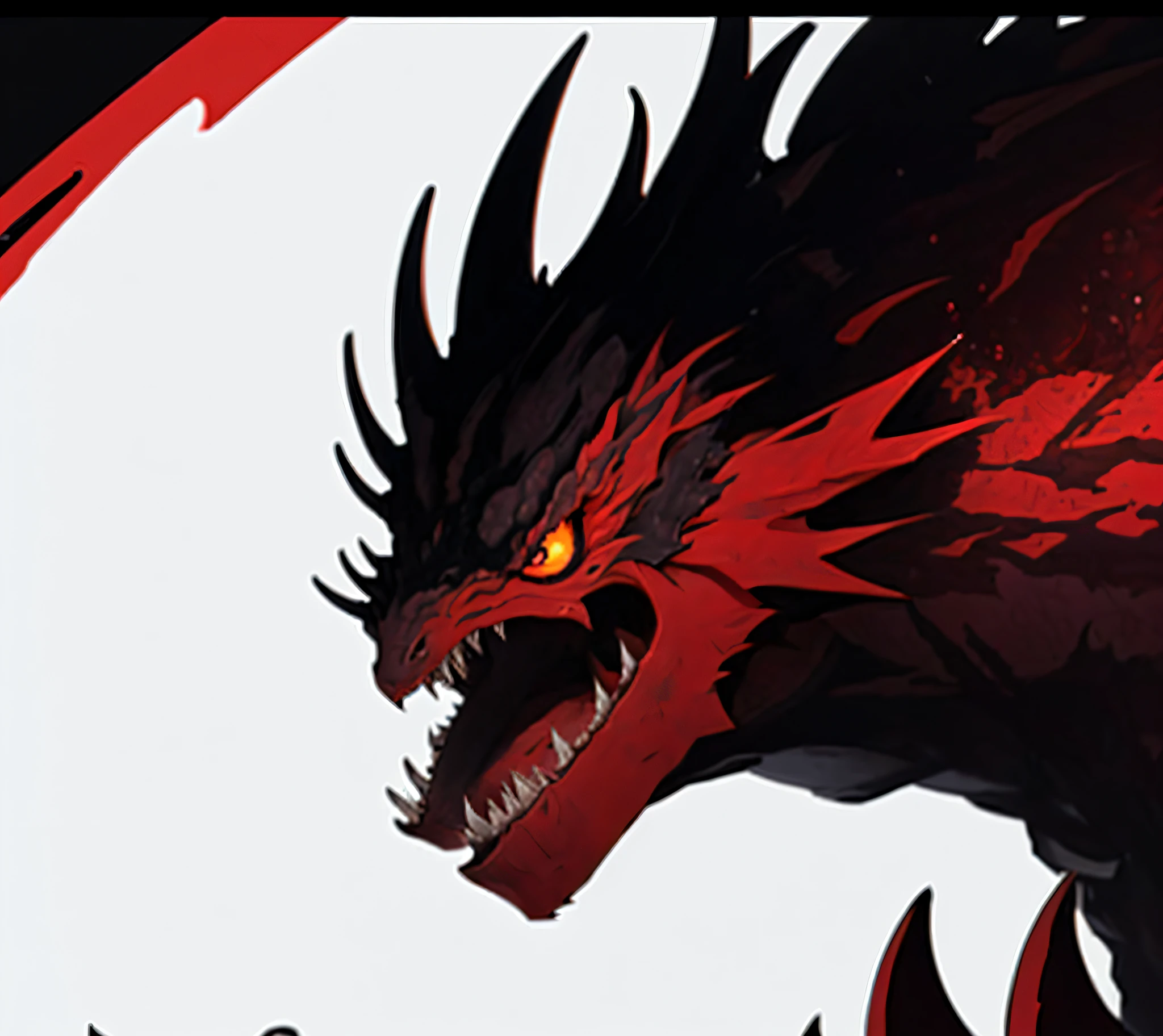 Anime character with red eyes, black hair and big mouth, Auduin, Official artwork, Black Dragon, Robot dragon portrait, irate. ultra - detailed, avatar images, Inspired by Kanebo, dragon with scars, offcial art, red dragon, Longwall Art, ruler of the demons, Detailed fanart, faucet!