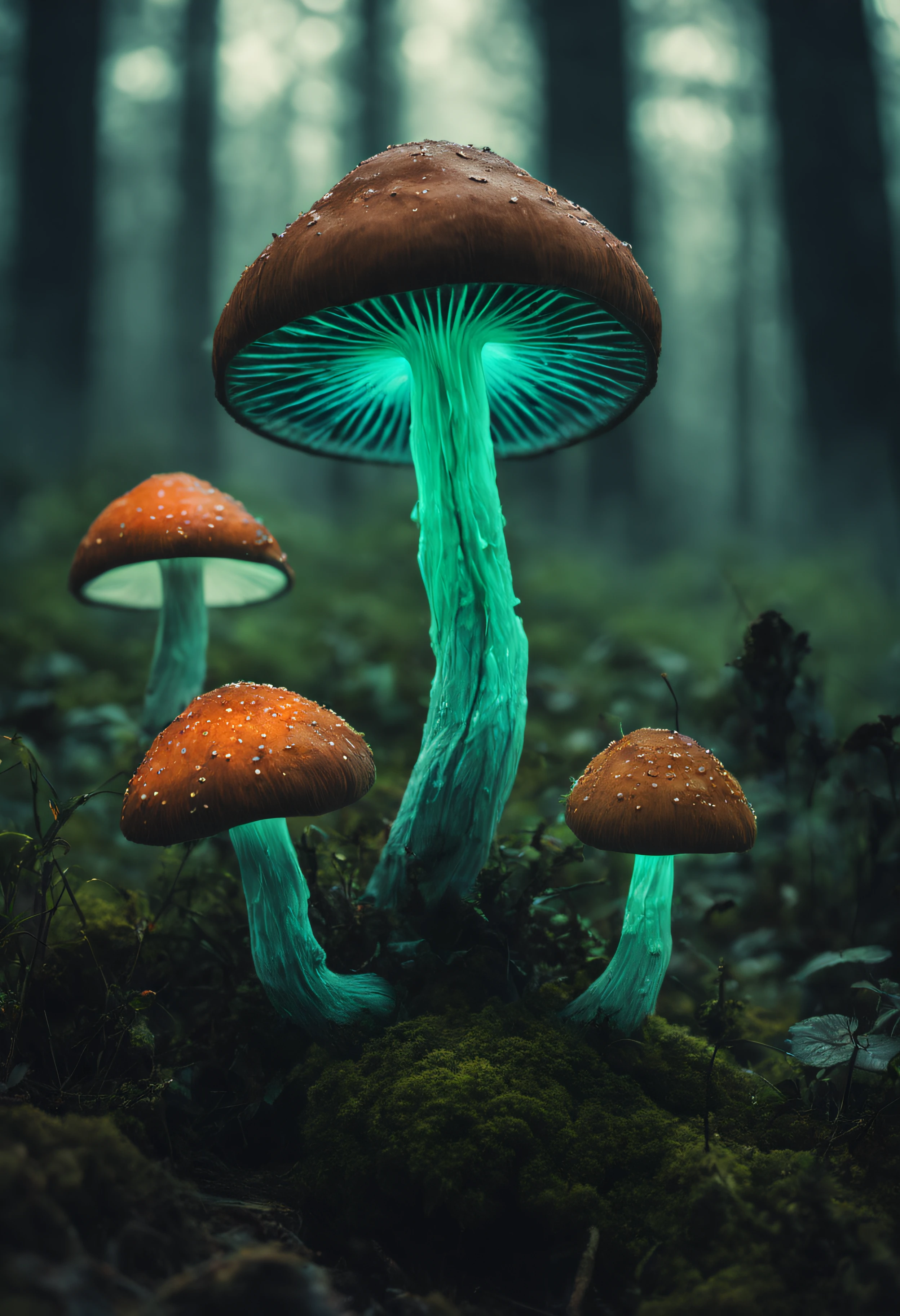 The main thing is a single psychedelic mushroom.、(Mushrooms are made with mysteriously shaped and terrifying smoke.,)Veins and veins visible through translucent tissue and transparent skin、Mushrooms changing from iridescent smoke、Mesmerizing surreal movie stills of Alice in Wonderland,Mushrooms decorated with graffiti art、 magical dreamland bokeh background, A fascinating and eerie fantasy world, Illuminates dark shot scenes with a fantastic glow, Otherworldly elements of a familiar story, ether wonderland, mystic atmosphere, Dark enchantment and the aesthetics of dark fantasy realism, Translucent bioluminescent material、Otherworldly luminescence、((A deformed poisonous mushroom that grows in another world and emits bewitching smoke.,)) Ultra-realistic, (Voronoi pattern, depth of fields, (swirly bokeh:1.275), (Kodak Portra 400:0.875) :1.15), (Realistic and complex futuristic background, Lots of futuristic cookware:1.1), (Turbulent Toxic Vapor:1.2, Magnificent surrealism, Green lighting, low key light:1.1), Notable masterpieces, celestial, Ethereal, epicd, Magical Light Flare, Natural and soft dreamy lighting, ((Warm Yellow and Deep Carbon:0.7), (Cinematic Look:1.15):1.15)