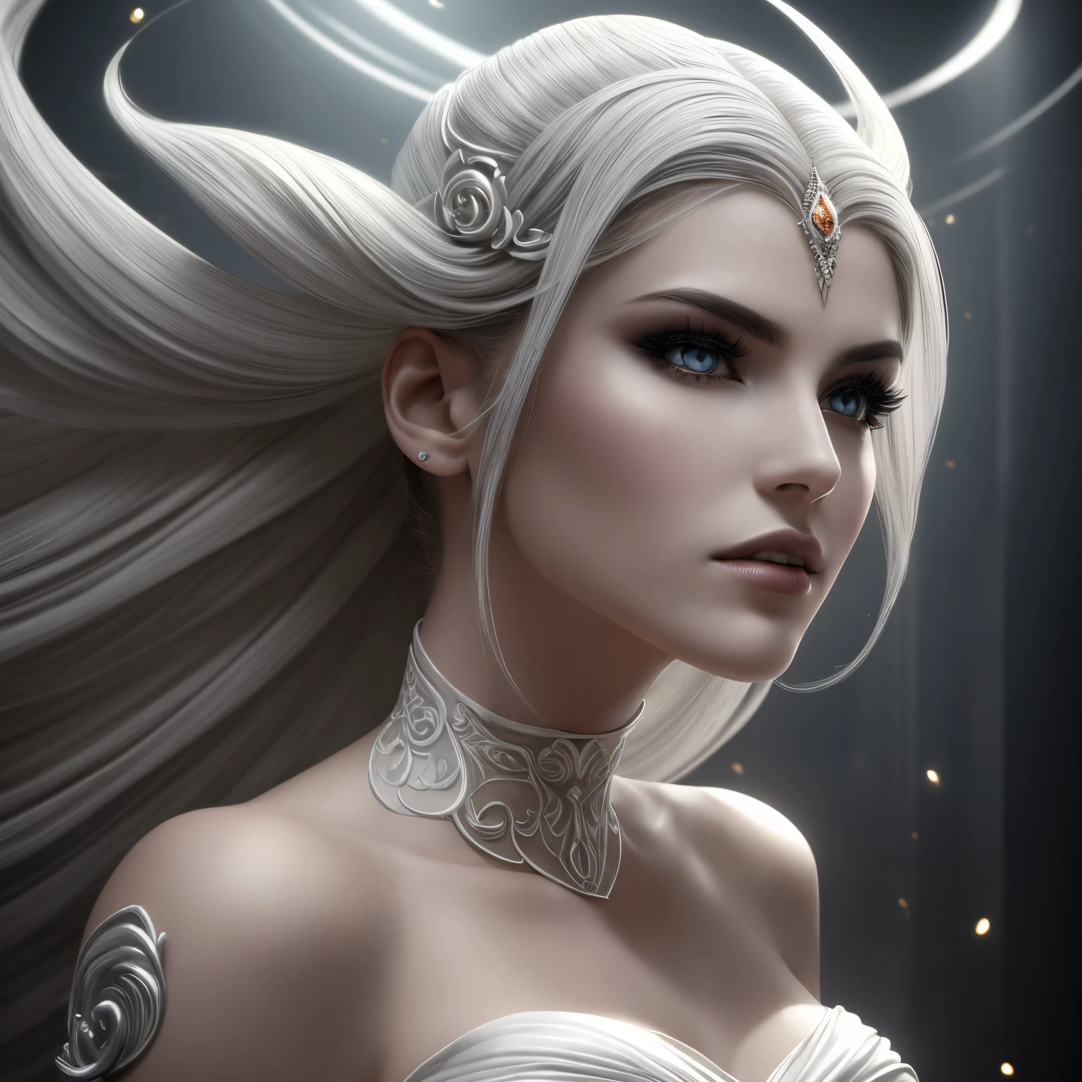 high details, best quality, 8k, [ultra detailed], masterpiece, best quality, (extremely detailed), dynamic angle, ultra wide shot, photorealistic, fantasy art, dnd art, dark fantasy art, realistic art, an ultra wide picture of a female human (1.5 intricate details, Masterpiece, best quality) godess of death ((pale white magical aura)), controlling a swirling magic (1.5 intense details, Masterpiece, best quality), manipulating [[magical sigils]] (1.5 intricate details, Masterpiece, best quality), human female, black  hair, pale skin,  long hair with pale white aura, hair with pale touch, white eyes, pale eyes, intense eyes,  ((glowing eyes)), black dress (intense details, Masterpiece, best quality: 1.5), red cloak (intense details, Masterpiece, best quality: 1.5), fantasy dark temple background, ((death worship atmosphere)), high details, best quality, highres, ultra wide angle