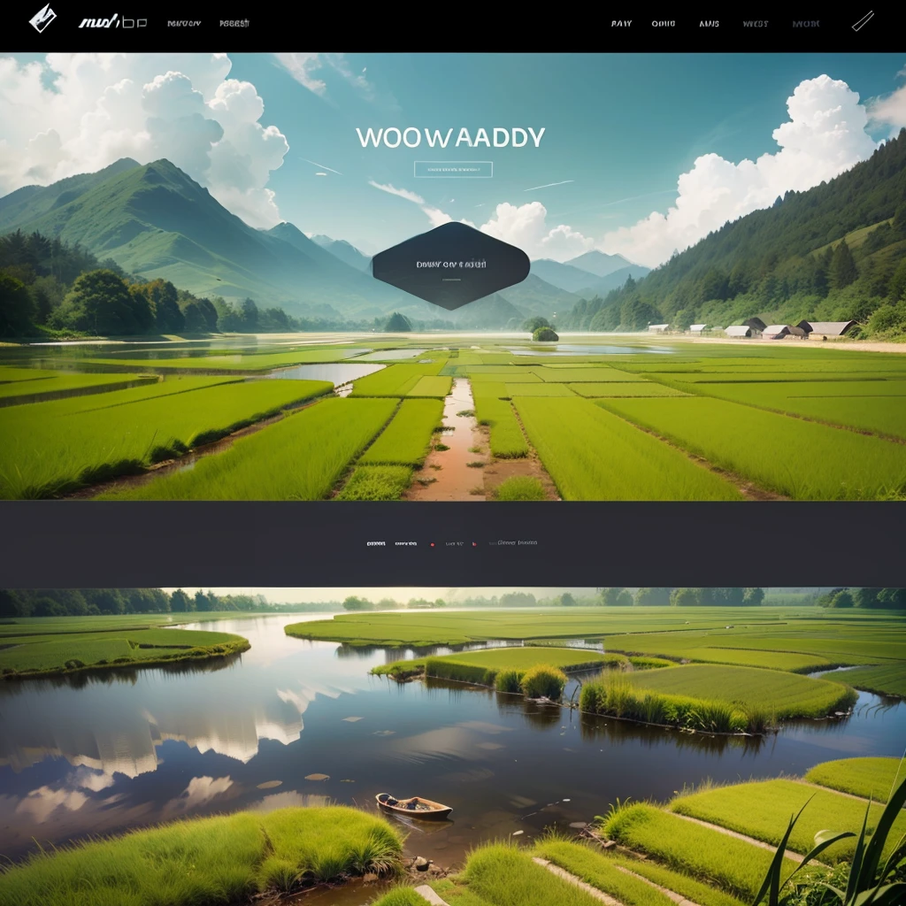 Rice Paddy Background Fresh Theme Welcome Title Login Form Username/Email Password Field Login Button Registration Option Phone Verification Send Verification Code Flat Buttons Responsive Design Readable Fonts Icons Navigation Linksl --auto --s2