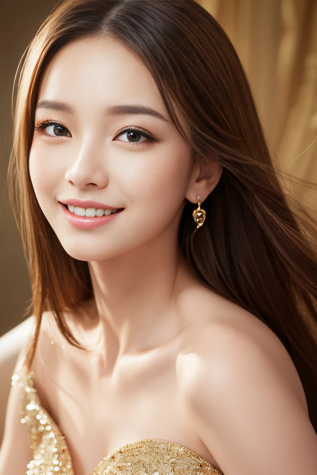 (​masterpiece,top-quality,超A high resolution), masutepiece, Best Quality, Illustration, Ultra-detailed, finely detail, hight resolution, in 8K、The face of the golden ratio、eyes gentle、a smile、lipgloss