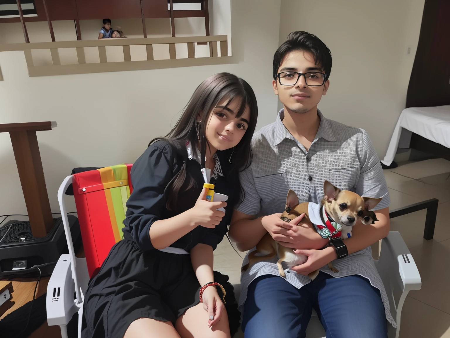 Casal de jovens com um chihuahua