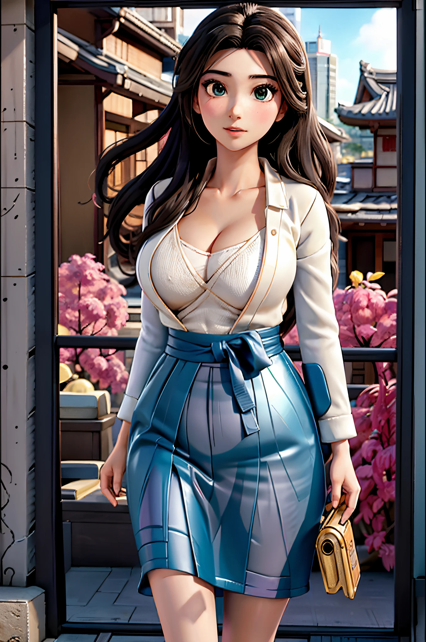 Zhaan Lanza, ta's grandson Zayn, A student, Going to school in New Tokyo, Perfectly field of view, faces in view, The alleys of New Tokyo, geisha makeup, midynight, Boobs covered in baby oil, Large breasts, Hologram Japanese Vtuber, eechi, Hentai, Render by Octane, Ray traching, Hyper-realism, Popular anime realism trend on Pixiv, perfect bodies, s the perfect face, flawless perfection, tmasterpiece, kawaii, Life fragment anime scene, Alone, Alone, Viral NFT portrait, perfect angle, Highest high resolution, supplement photography style, Chopping, Perfect hands, Perfect Finger, perfect eyes, Perfect thick lips