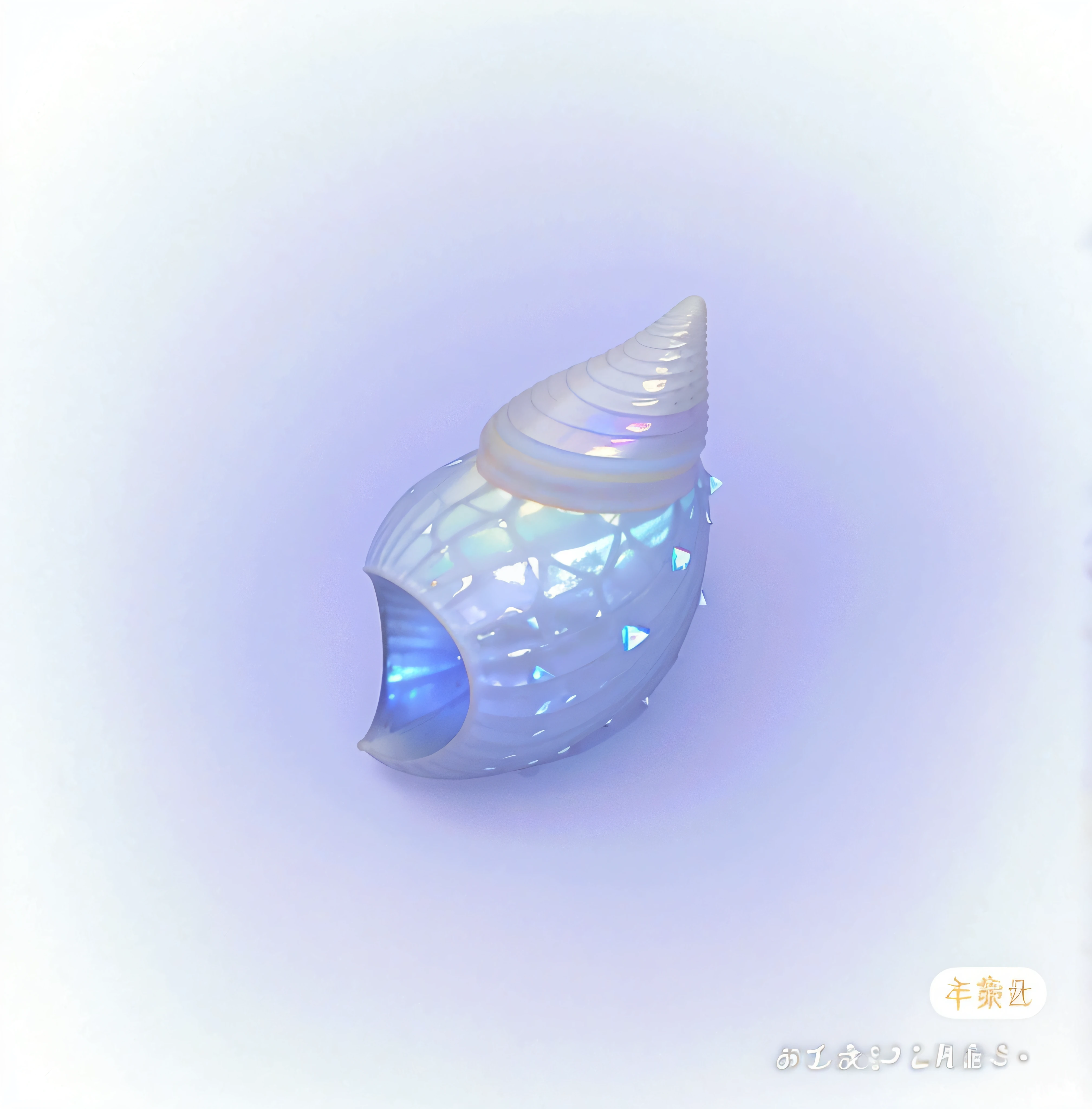 There is a white shell,There is a blue shell on it, sea shell, sea shell, shells, pointed shell, conch shell, snail shell, spike shell, snail, Pearlescent, Large shells, blue, Super detailed conch shell, normal map, Wang Chen, computer generated, Pearlescent white has a purple and white shell,The top is white, sea shell, sea shell, pointed shell, shells, soft purple glow, Pearlescent, Pearlescent skin, she has iridescent membranes, the milky, ✨🕌🌙, Beautiful images, pastel cute slime, nacre, snail shell, glowing, Spike shell depicted as 3D rendering