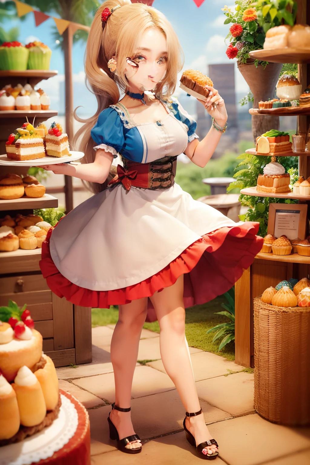 Obra-prima, de melhor qualidade, uma mulher branca de 25 anos cabelos cheio castanhos cacheado,olhos castanhos, pastry chef standing on the coxinha beating cake in the mixer