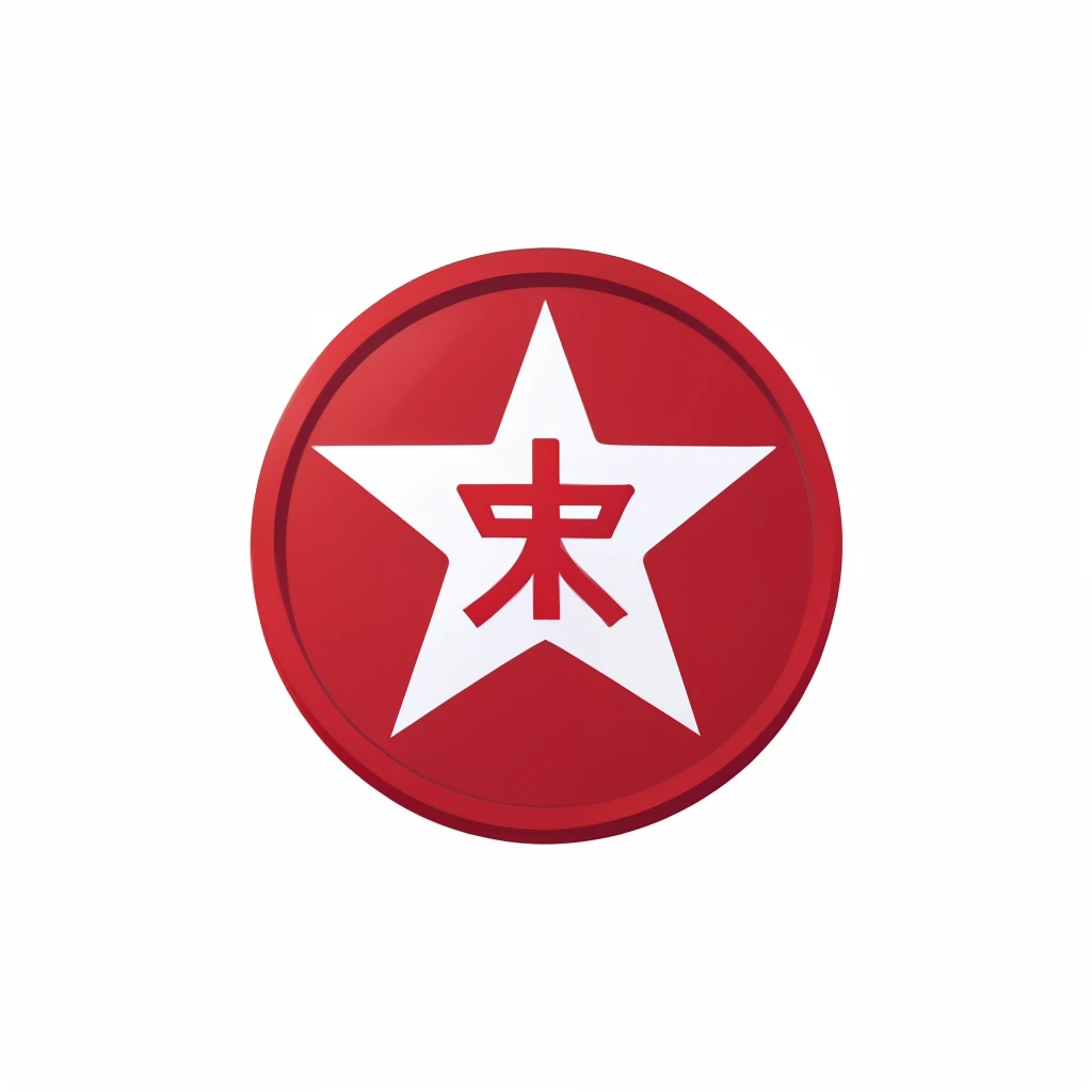 Red Star、White Kanji, White Japanese text、Completely free for now only、Transparent logo background、8k