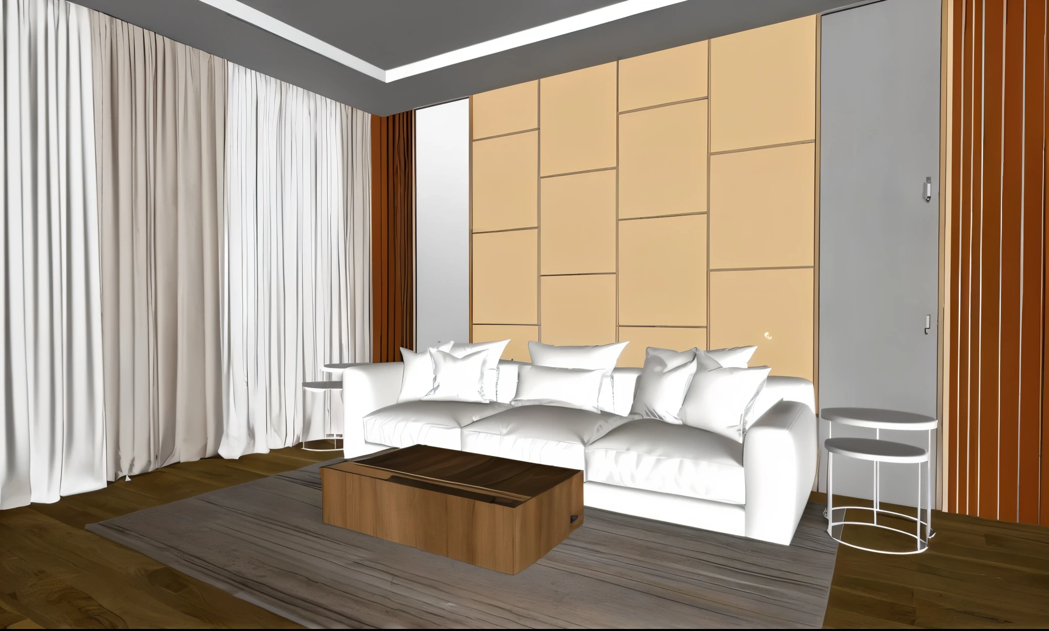 Arafed view of a living room with a couch and a coffee table - SeaArt AI