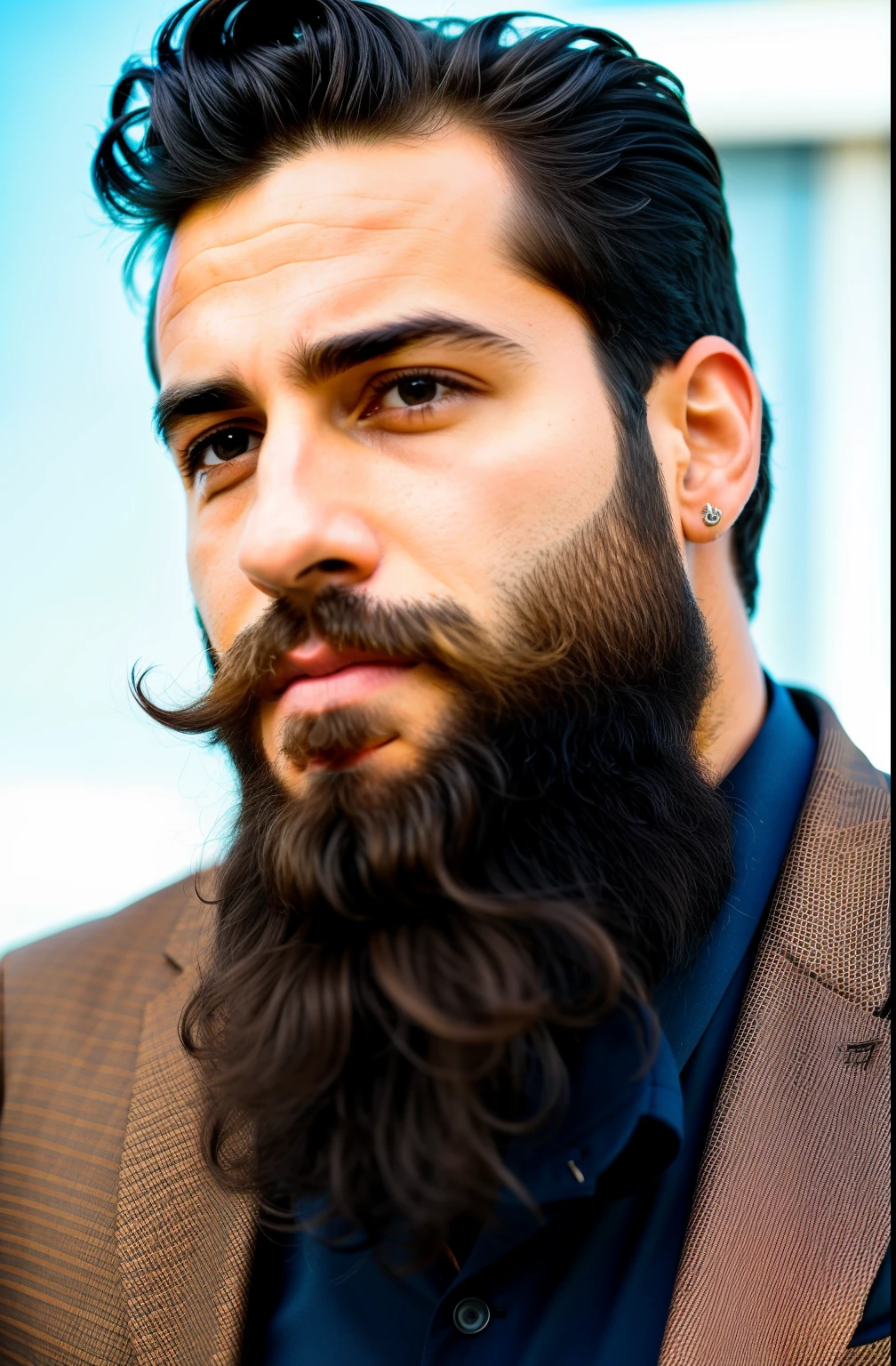 Arafed man with beard and suit jacket looking at camera, Hombre muy atractivo con barba, cinematic portrayal, thick brown beard, barba arreglada, brown beard, hombre hermoso barbudo, Short brown beard, barba clara, ANTONIO STARR, barba canosa, Hombre con barba, hombre barbudo, scruffy brown beard, barba ordenada, barbado, barba espesa