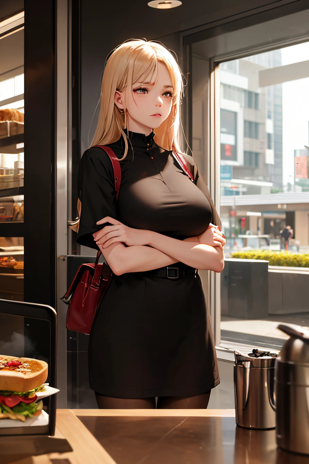 She is a vegetarian and is about to leave,
She thinks of her lover whom she left behind in Tokyo,
Yes, at the sandwich stand in the lobby of the airport,
But she is a sensitive woman,
She might stop going to San Francisco because of the steam from the coffee mill,