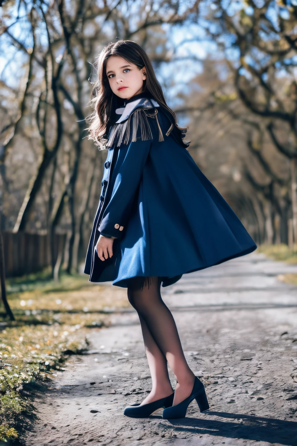 Obra maestra, La mejor calidad, 13-year-old Russian girl, Adolescente, Mujer rubia, rizado, Cabello de longitud media sin peinar, Nieve en el cabello mojado , Vestido corto de manga larga, Bracelet on left wrist, collar alrededor del cuello, Medias caladas negras, high-heeled shoes,  Su piel estaba cubierta de piel de gallina, Arrodillado en la nieve profunda en medio de un bosque invernal, mira a lo lejos, Bosque salvaje nevado, It's cold, Nevando, Cara hermosa, Congela, Los labios se vuelven azules, cuerpo delgado, piernas bien formadas, Vapor de la boca, tears in eyes, Mascara spread around the eyes ,aterrado, mirada asustada ,Nieve profunda, Snowflakes are falling, el cuerpo se pone rojo ,chill, Teary,