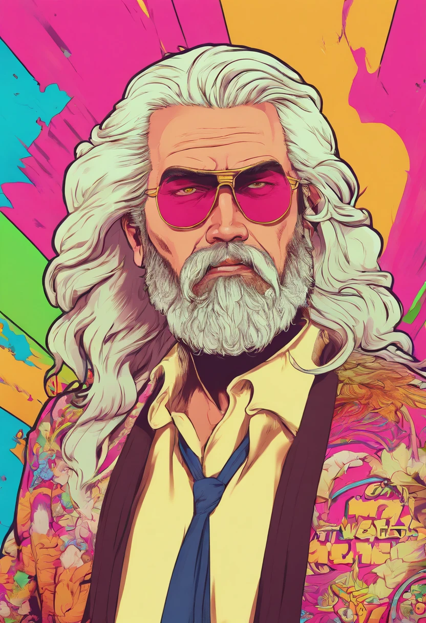 rey midas , 45 year old man with beard and long white hair