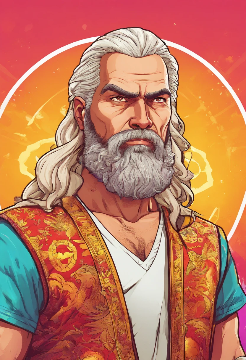 rey midas , 45 year old man with beard and long white hair