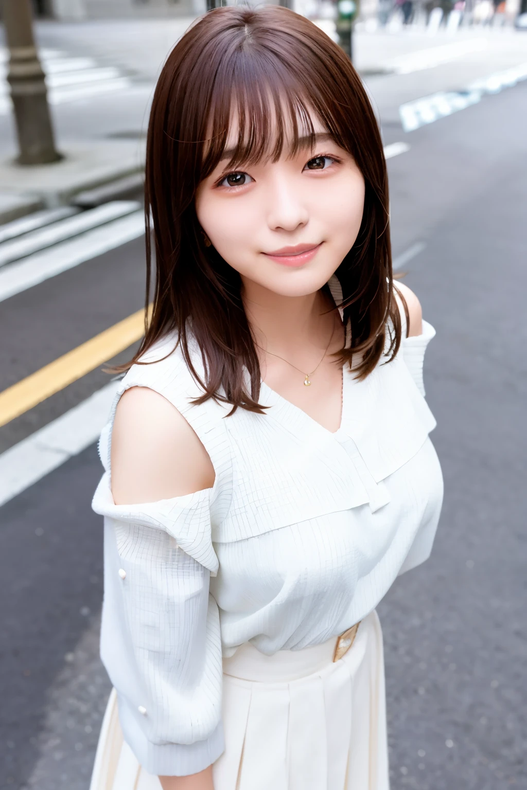 Peeing in toilet pants(Skin blemishes:1.2)、(dent in the skin)、Black eye、Female 1 Person、、(((femele)))、独奏、realisitic、top-quality、Photorealsitic、masterpiece、8K、hight resolution、独奏、extra detailed face、(Pro lighting、bokeh dof)、(Particles of light、lensflare、Luminous particles:0.6)、(dynamicposes:1.2)、Soft lighting、Angle view from above、Fashionable and trendy atmosphere、jpn、Street、TOKYOcty、城市、((during daytime)) 、天空、((Viewer's Perspective:1))、(Looking at the camera)、(portlate:0.6)、fully body photo、a gorgeous、Standing、Maintains original facial proportions、broad shoulder、full body Esbian、(big breasts)、 (Medium Hair)、Brown hair、Floating hair、s lips、lipsticks、seducting smile、Floating hair、A smile、open open mouth、牙、(White blouse without sleeves)、(jumper skirt)、Lashes、Mole、(Mole under the eyes:1) 、