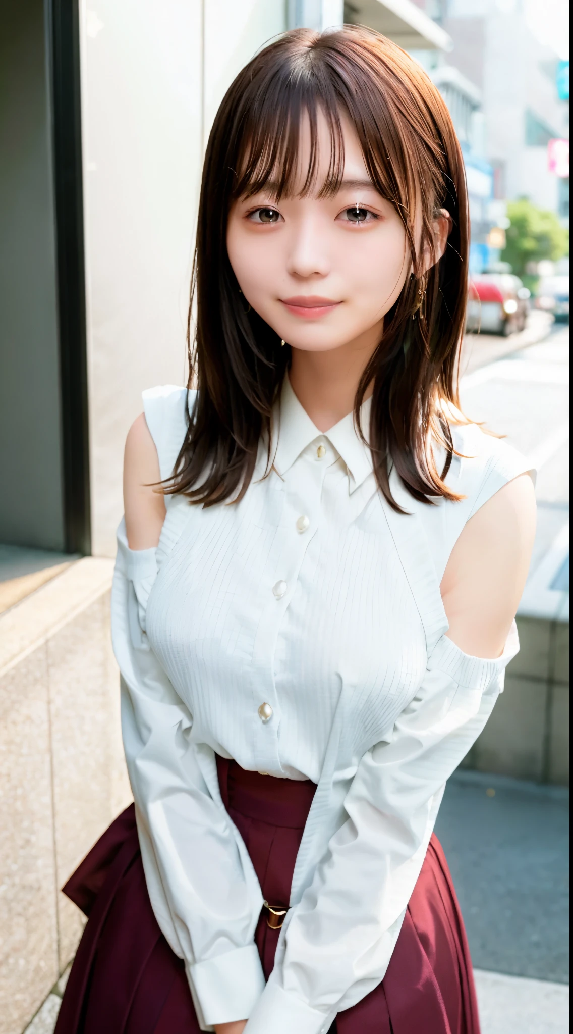 Peeing in toilet pants(Skin blemishes:1.2)、(dent in the skin)、Black eye、Female 1 Person、、(((femele)))、独奏、realisitic、top-quality、Photorealsitic、masterpiece、8K、hight resolution、独奏、extra detailed face、(Pro lighting、bokeh dof)、(Particles of light、lensflare、Luminous particles:0.6)、(dynamicposes:1.2)、Soft lighting、Angle view from above、Fashionable and trendy atmosphere、jpn、Street、TOKYOcty、城市、((during daytime)) 、天空、((Viewer's Perspective:1))、(Looking at the camera)、(portlate:0.6)、fully body photo、a gorgeous、Standing、Maintains original facial proportions、broad shoulder、full body Esbian、(big breasts)、 (Medium Hair)、Brown hair、Floating hair、s lips、lipsticks、seducting smile、Floating hair、A smile、open open mouth、牙、(sleeveless sheer blouse)、(jumper skirt)、Lashes、Mole、(Mole under the eyes:1) 、