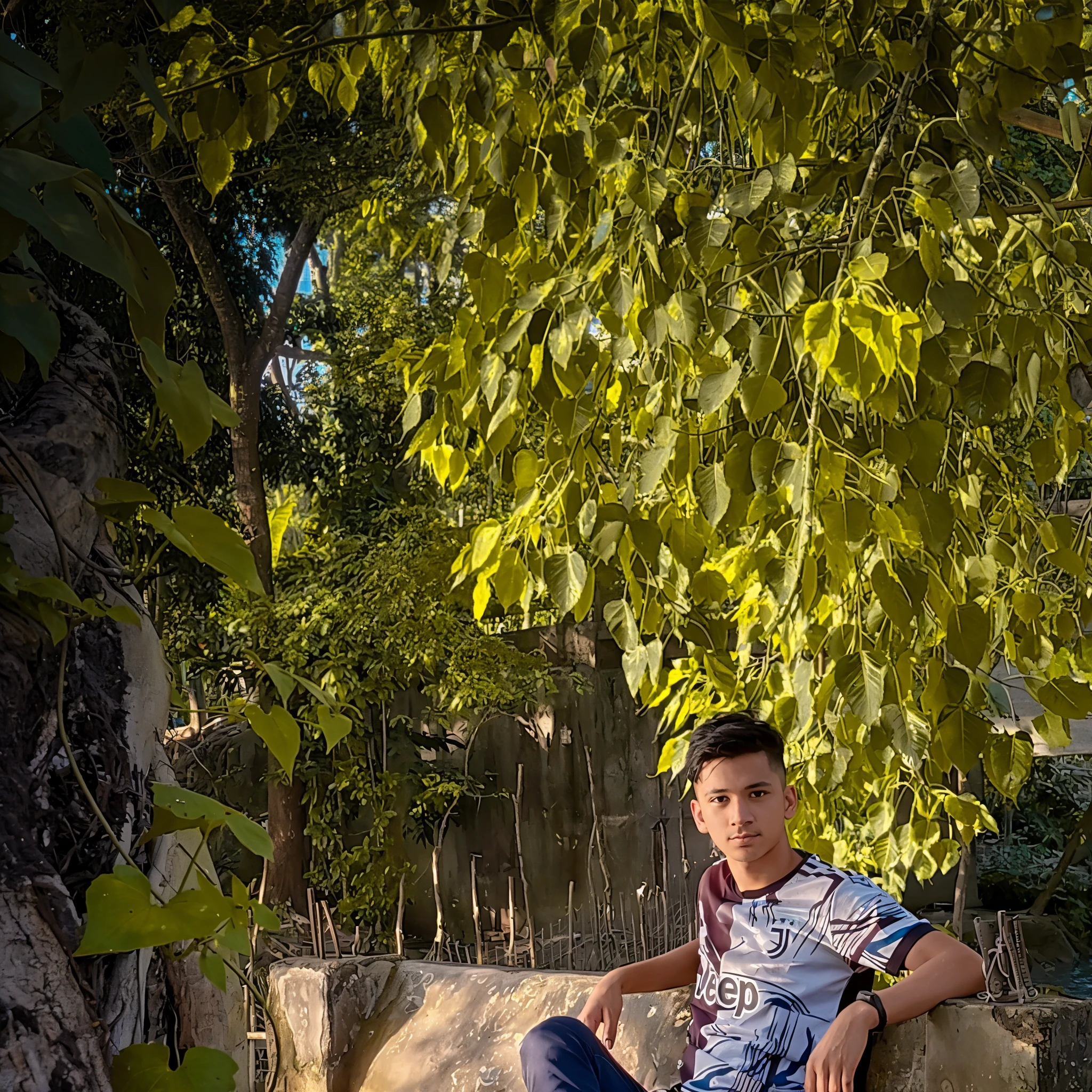 there is a man sitting on a bench in the shade, sitting near a river, casual photography, shot on nikon z9, river in front of him, with a cool pose, shot on canon eos r 5, shot on canon eos r5, in a park, sitting at a pond, in a park and next to a lake, chilling, potrait