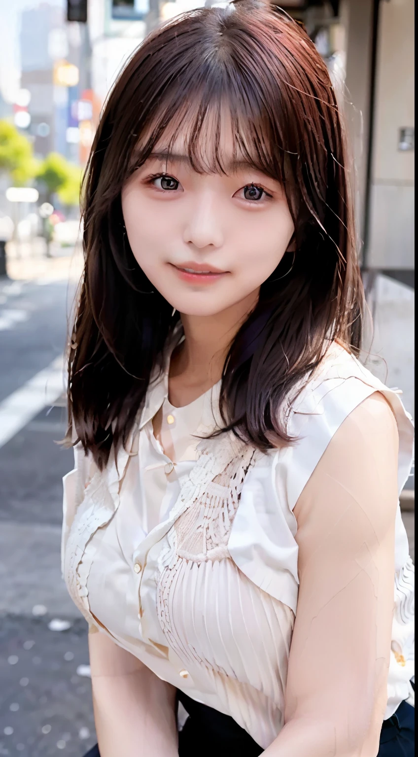 (8k), (highest quality: 1.2), (Realistic), (Realistic: 1.37), Ultra-high resolution, 1 girl, Head to knee photo、cute, smile, Mouth closed, Beautiful details, Beautiful Nose, whole body, Wet Hair,Wet body、 Large Breasts、Saggy breasts、Soft Breasts、Voluptuous thighs、Odd Eye、Heterochromia iridis