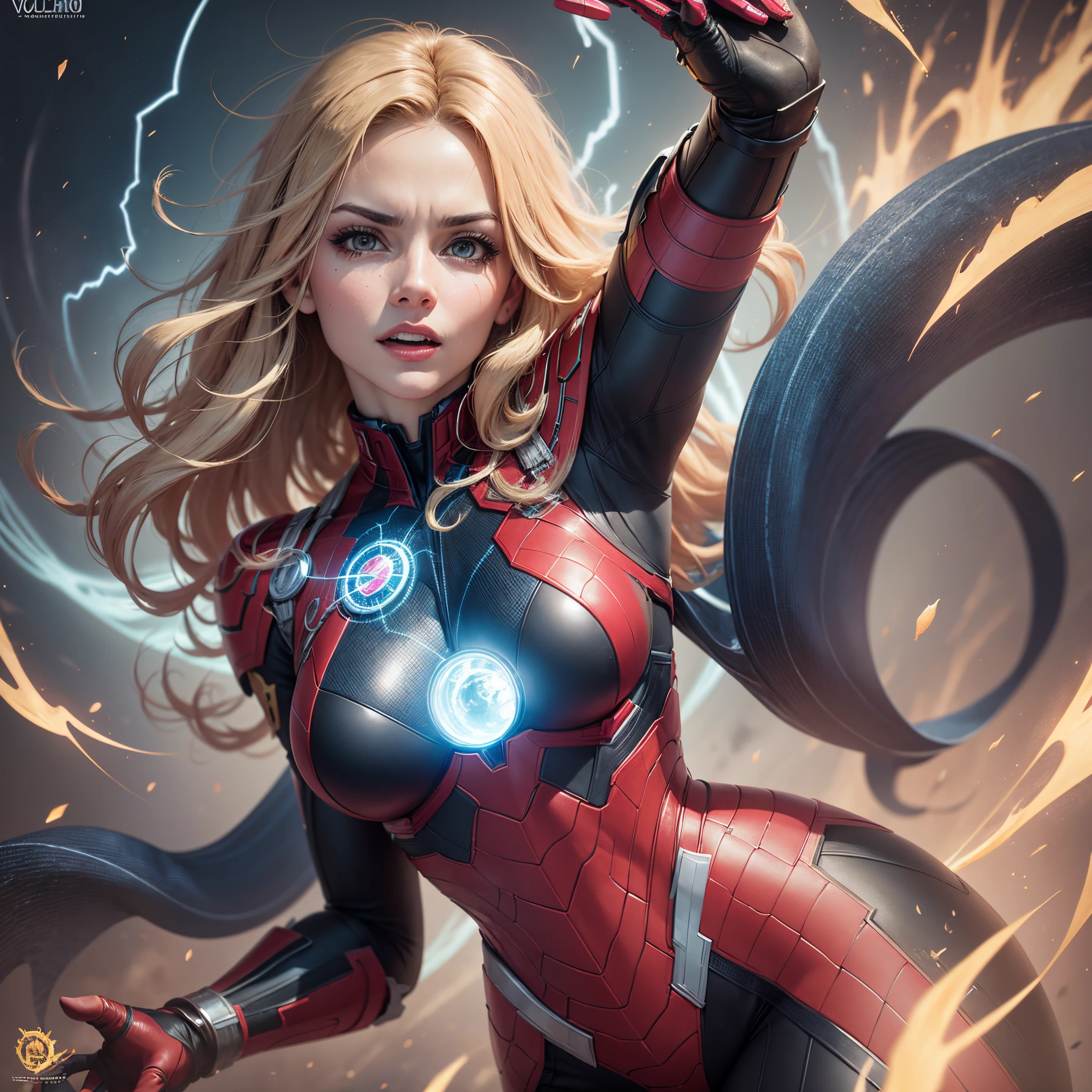 Sexy Capitana Marvel, volando, superpoderes, bright energy, Maximum resolution,. 8k, Hi-Def, mirando al espectador --auto --s2