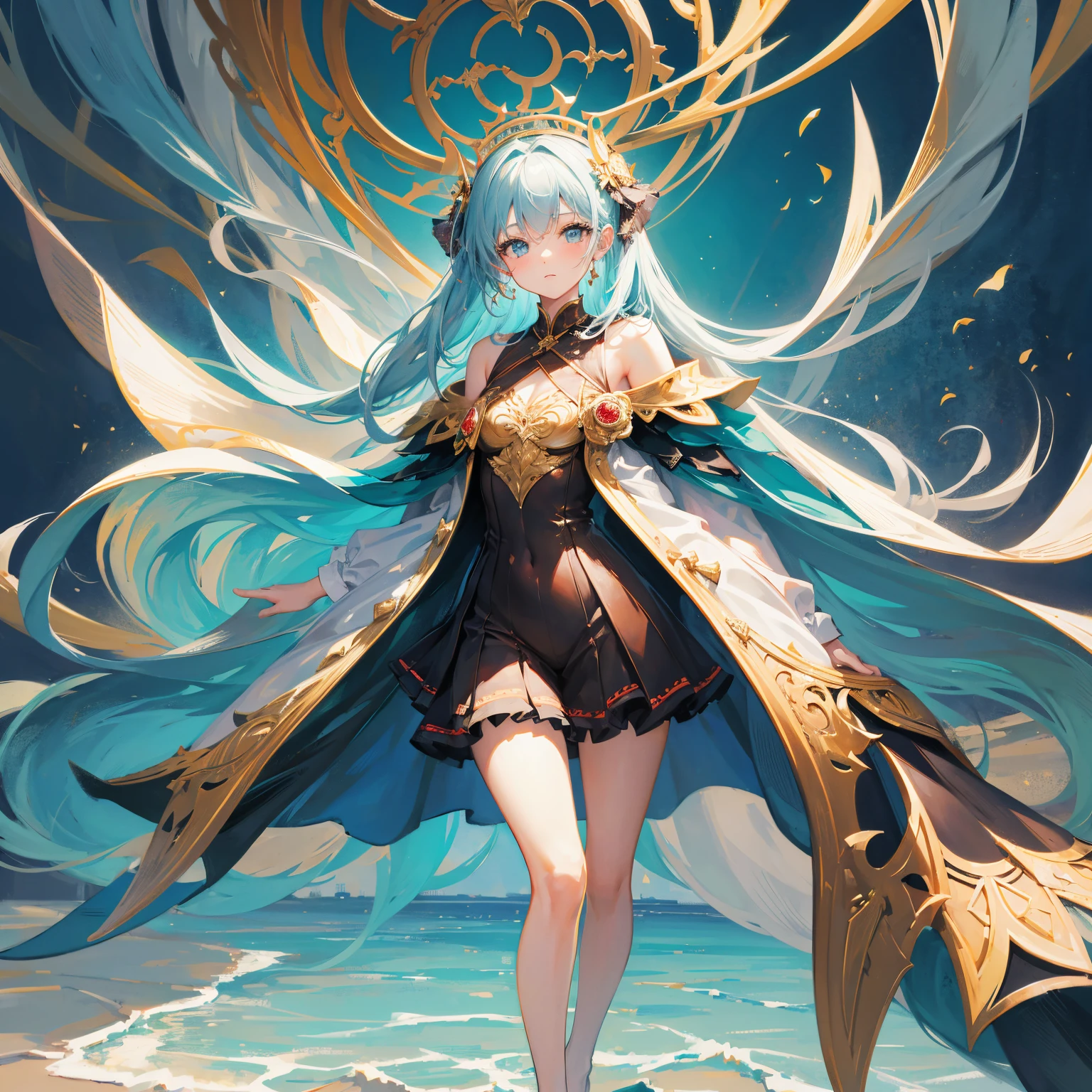 1girl, full body, best quality, masterpiece, wallpaper, hi-res, white background, ultra high quality