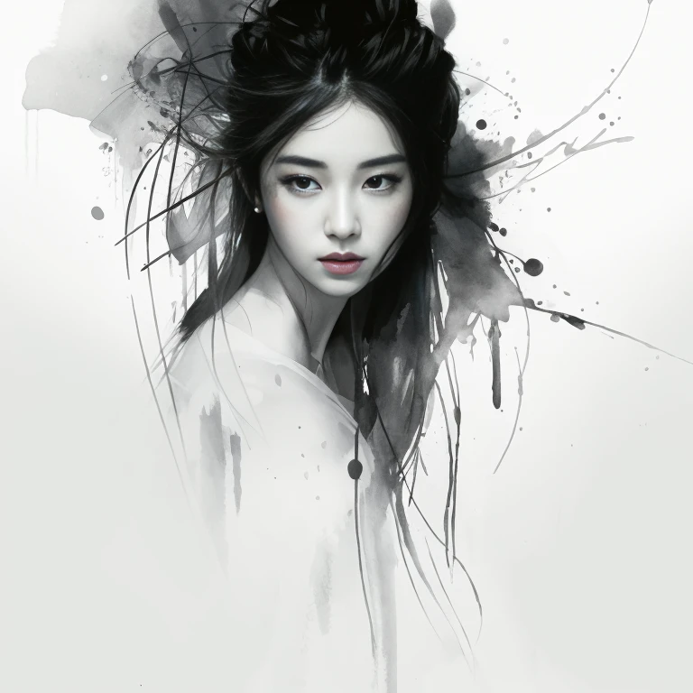 prickly portrait of a woman with long hair and a messy bun, a beautiful artwork illustration, por Li Song, Arte no estilo de Guweiz, arte shin jinyoung, Obra-prima de Guweiz, Rossdraw 1. 0, exquisite digital illustration, inspirado no WLOP, linda arte digital linda, Jingna Zhang, Guweiz, stunning digital illustration