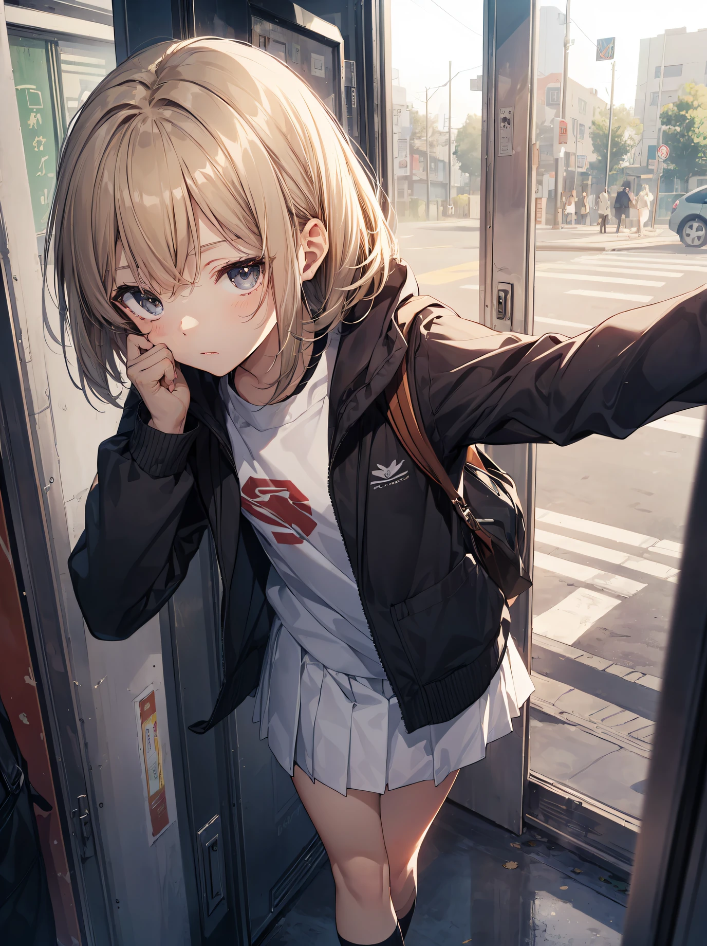 god quality, anime moe artstyle,best anime 8k konachan wallpaper,badass anime 16k,perfect anatomy, (Please draw a girl walking sleepily to school. :1.3),break, 1girl, (Solo,Loli,,13-ye-ol5),a ior high sccharm, (Very Short hair), Full limbs, complete fingers,flat chest, Small butt, groin, Small eyes,beatiful detailed black eyes,disgusted eyes, school Uniform, in the School commute route. break,ultra-detailed,high resolution,super detailed skin, professional lighting,(god illustration:1.2),