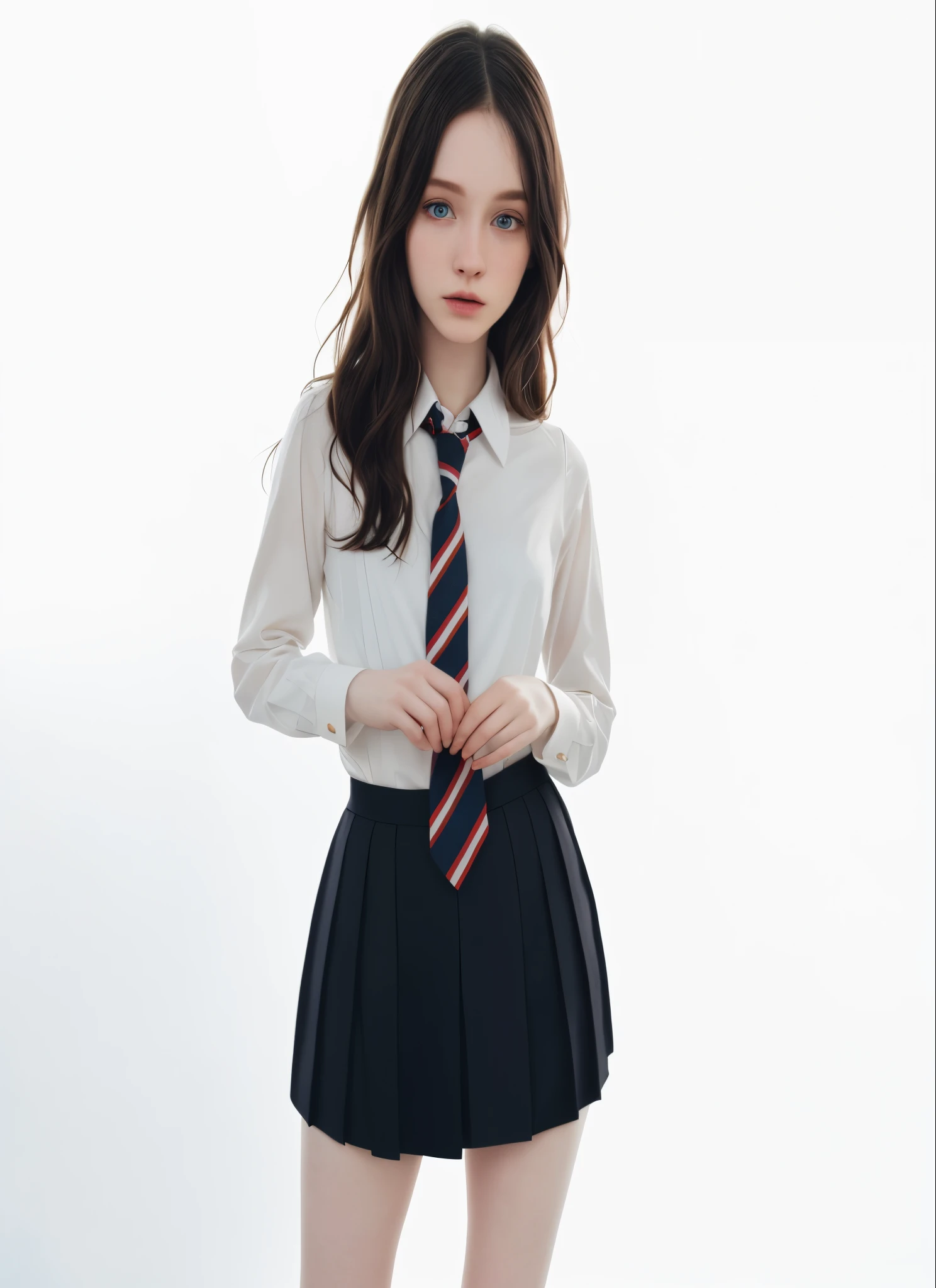 realistic, photo, albino, pale skin, white hair, skinny 18 year old girl in white bodysuit, medium breasts, tiktok, beautiful, instagram, peter lindbergh