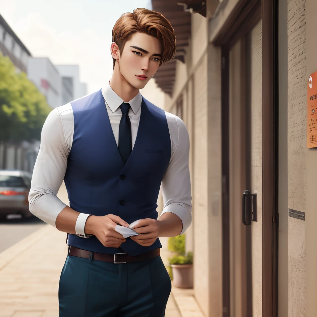 Handsome man tall whitening boy brown hair