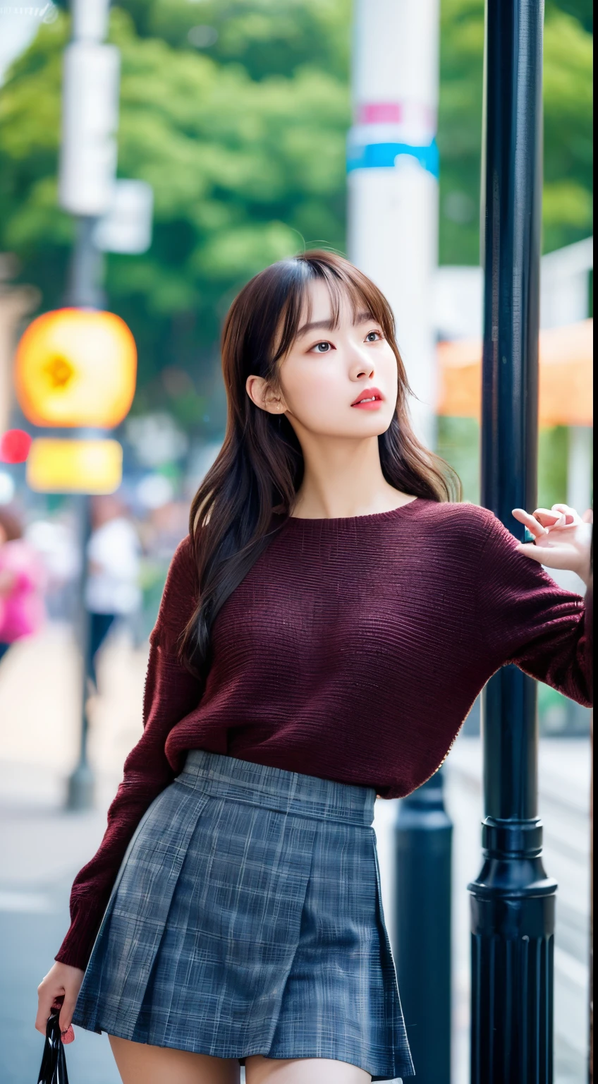 the Extremely Detailed CG Unity 8K Wallpapers, Best Quality, Ultra-detailed, masutepiece, realisitic, photorealistic photos, extremely detailed cute girl, (masutepiece:1.4), (8K, Photorealistic, Raw foto, Best Quality: 1.4), Korean Girl, (1girl in), beautiful countenance, (Realistic face:1.4), (small head:1.3), Beautiful hairstyle, Photorealistic eyes, Beautiful detailed eyes, (Realistic skin:1.3), Beautiful skin, Attractive, 超A high resolution, A hyper-realistic, ighly detailed, Golden proportions, (Detailed face:1.4), look up at viewer,(((skirt lift by yourself))), (lifted by self), Boxer shorts , panties focus, blush, Parted lips, look up at viewer , Half body shot , (Crowd of), (Crowded lampposts) ,