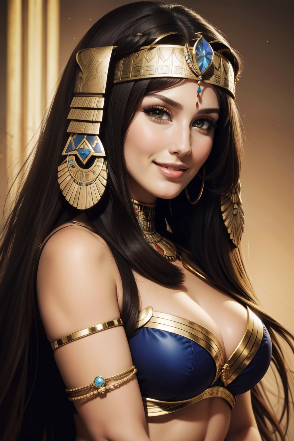 Lucy pinder, face portrait, smiling, Cleopatra