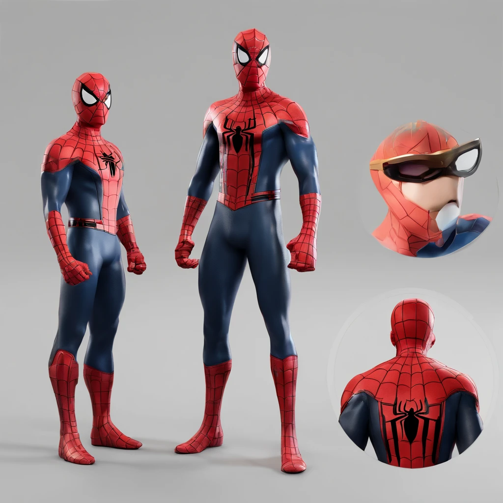 Spider-Man IP, eyes with brightness, super heroes,Black suit, clay, role model, A blind box toy, Delicate gloss,clean backdrop, Good gloss, a 3D render,Best quality at best